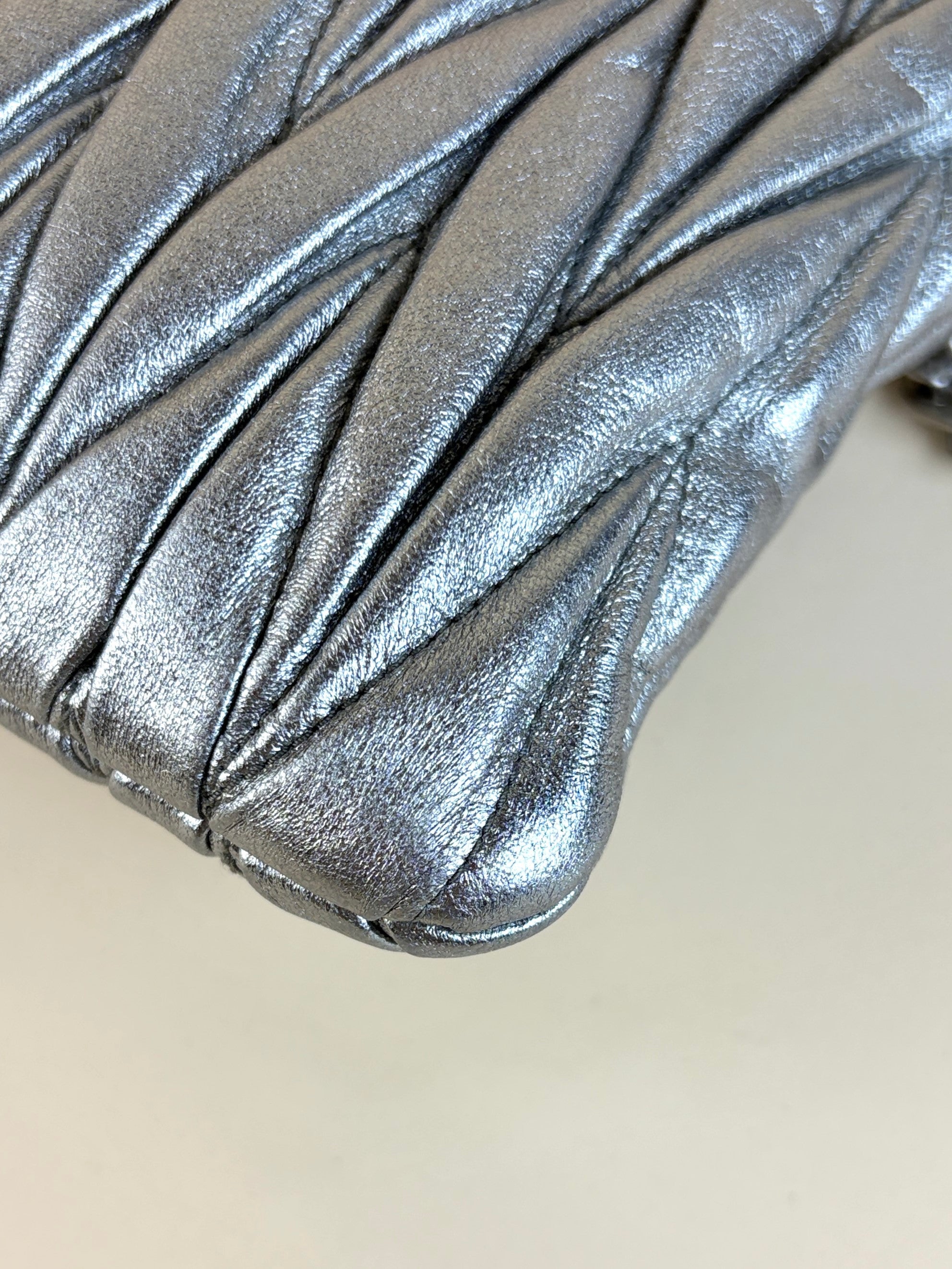 Miu Miu Metallic Nappa Matelasse Chain Clutch Bag