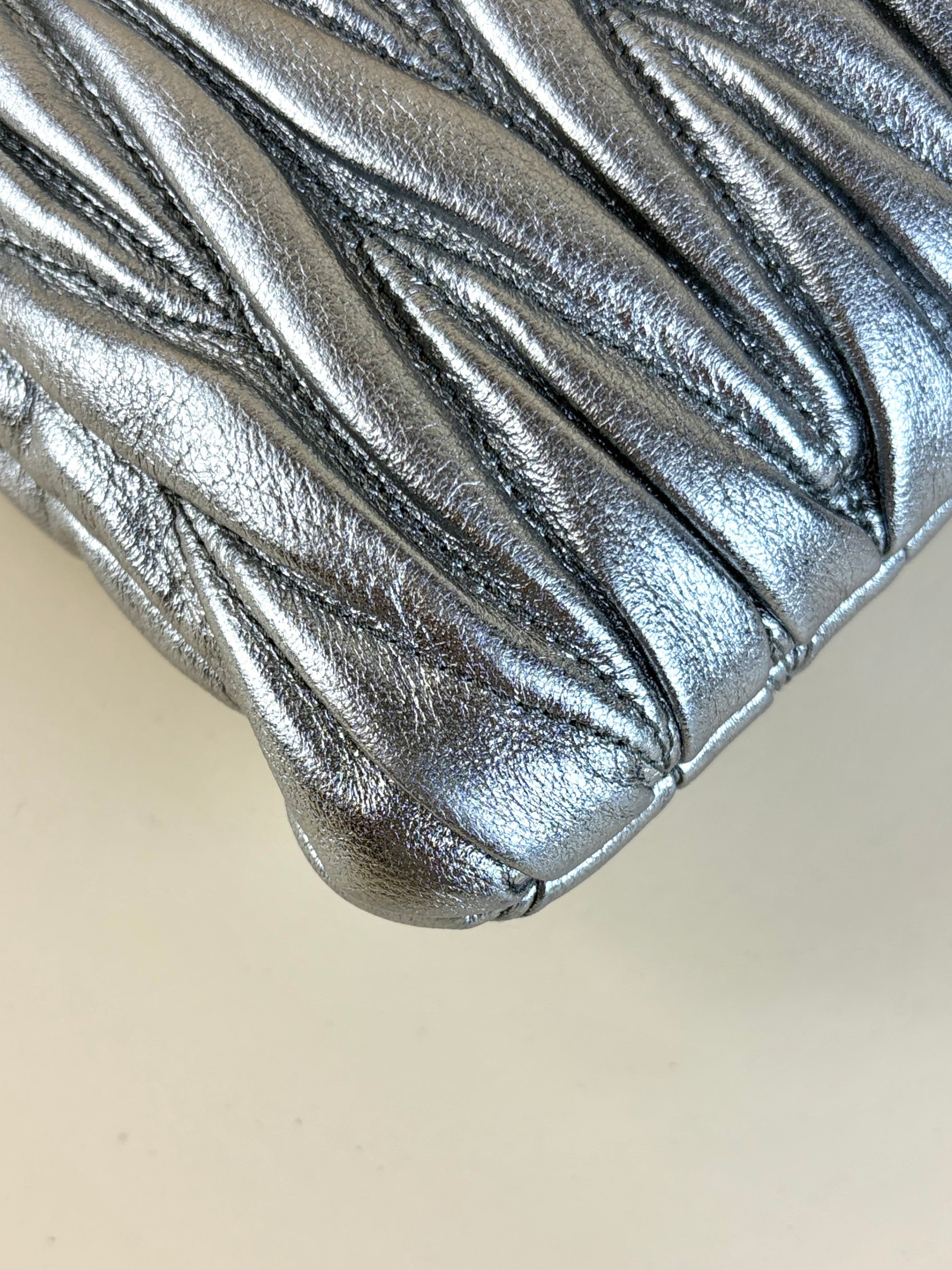Miu Miu Metallic Nappa Matelasse Chain Clutch Bag