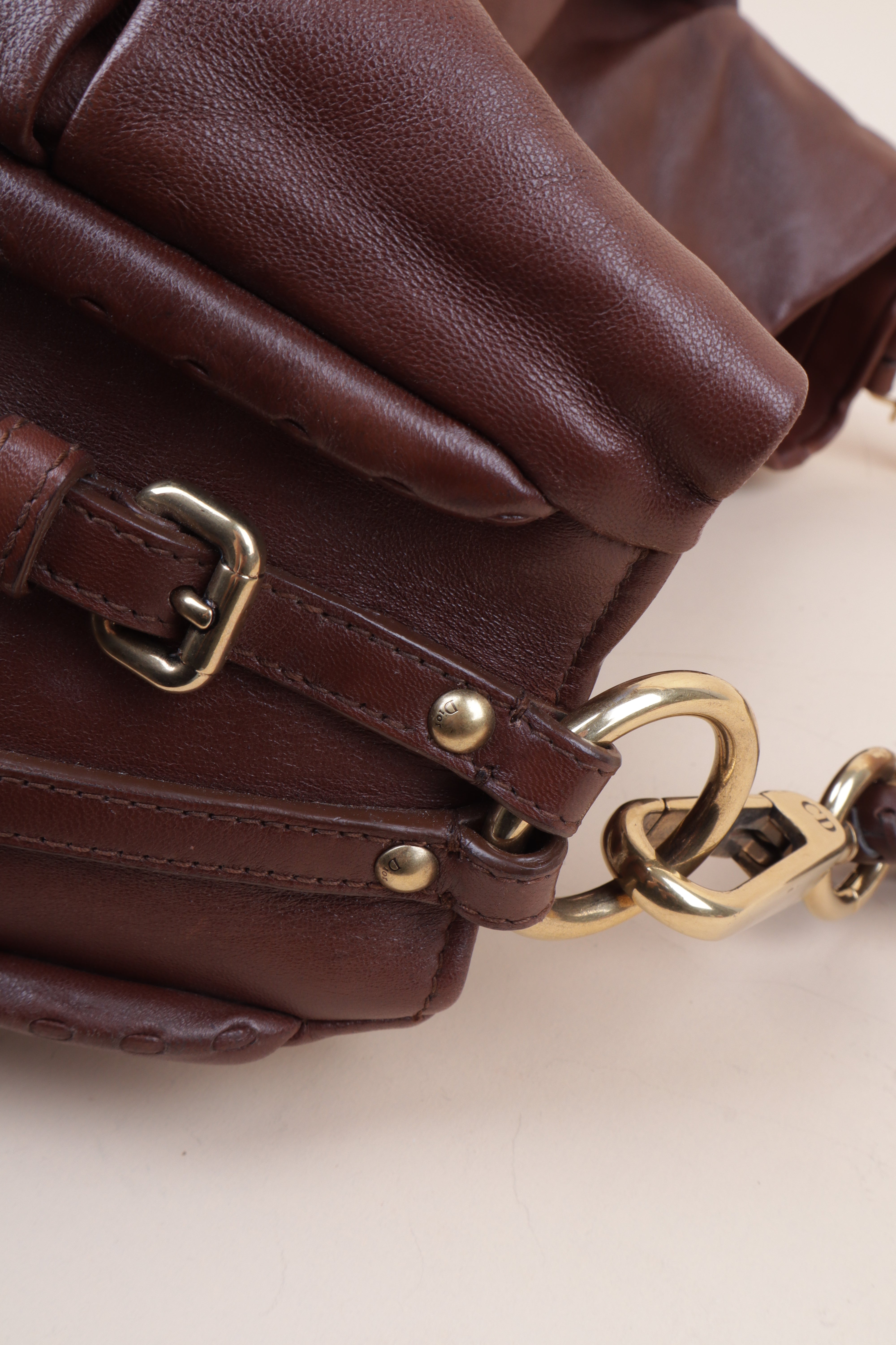 Christian Dior Brown Pleated Libertine Tote Bag