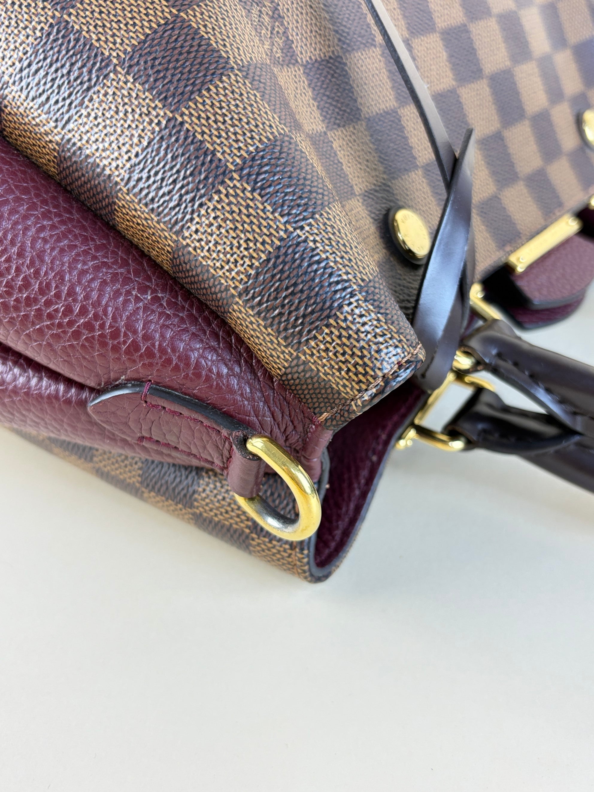 Louis Vuitton Damier Ebene Bordeaux Brittany Tote Bag with Strap
