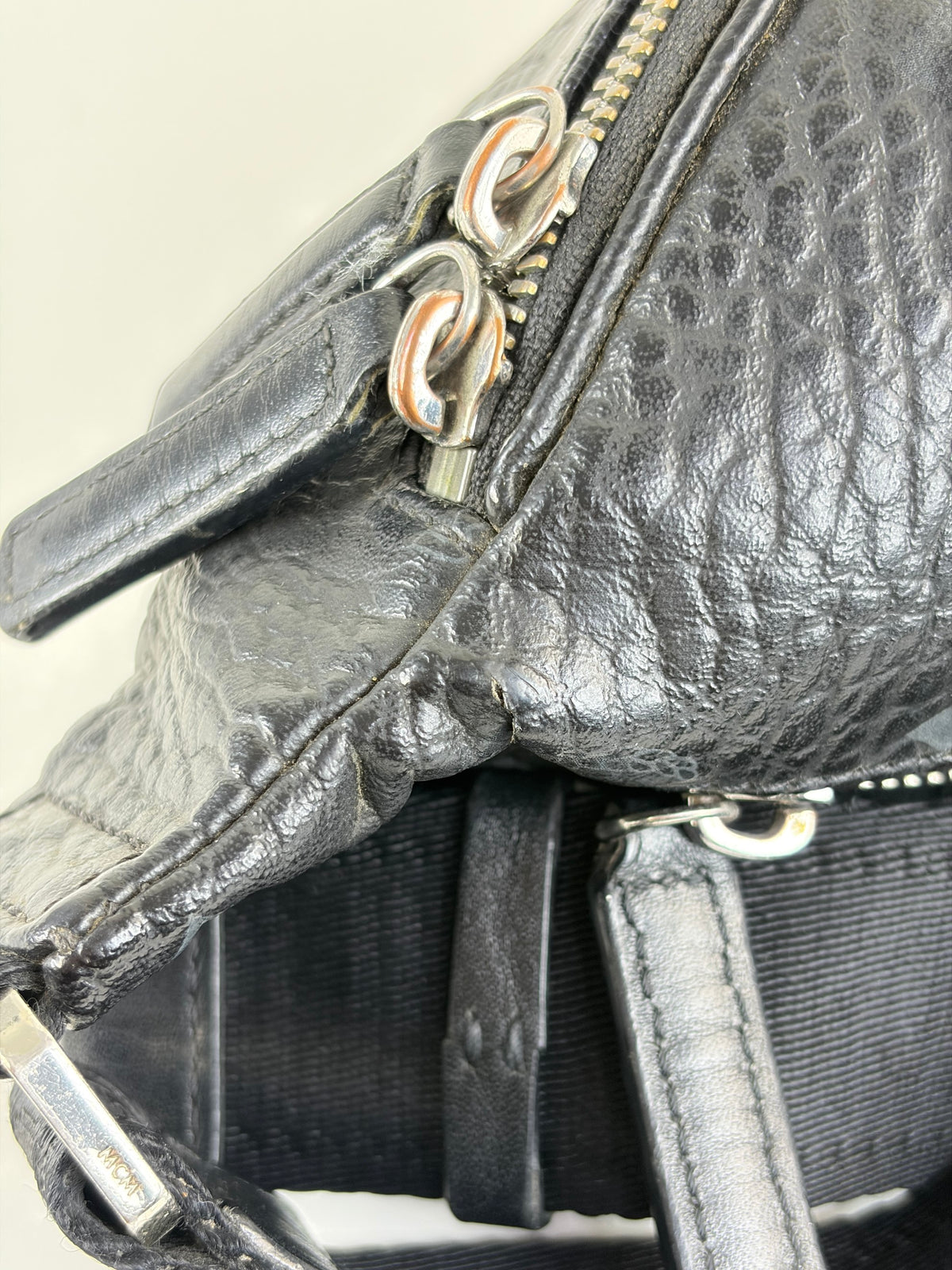 MCM fursten belt bag in visetos black small