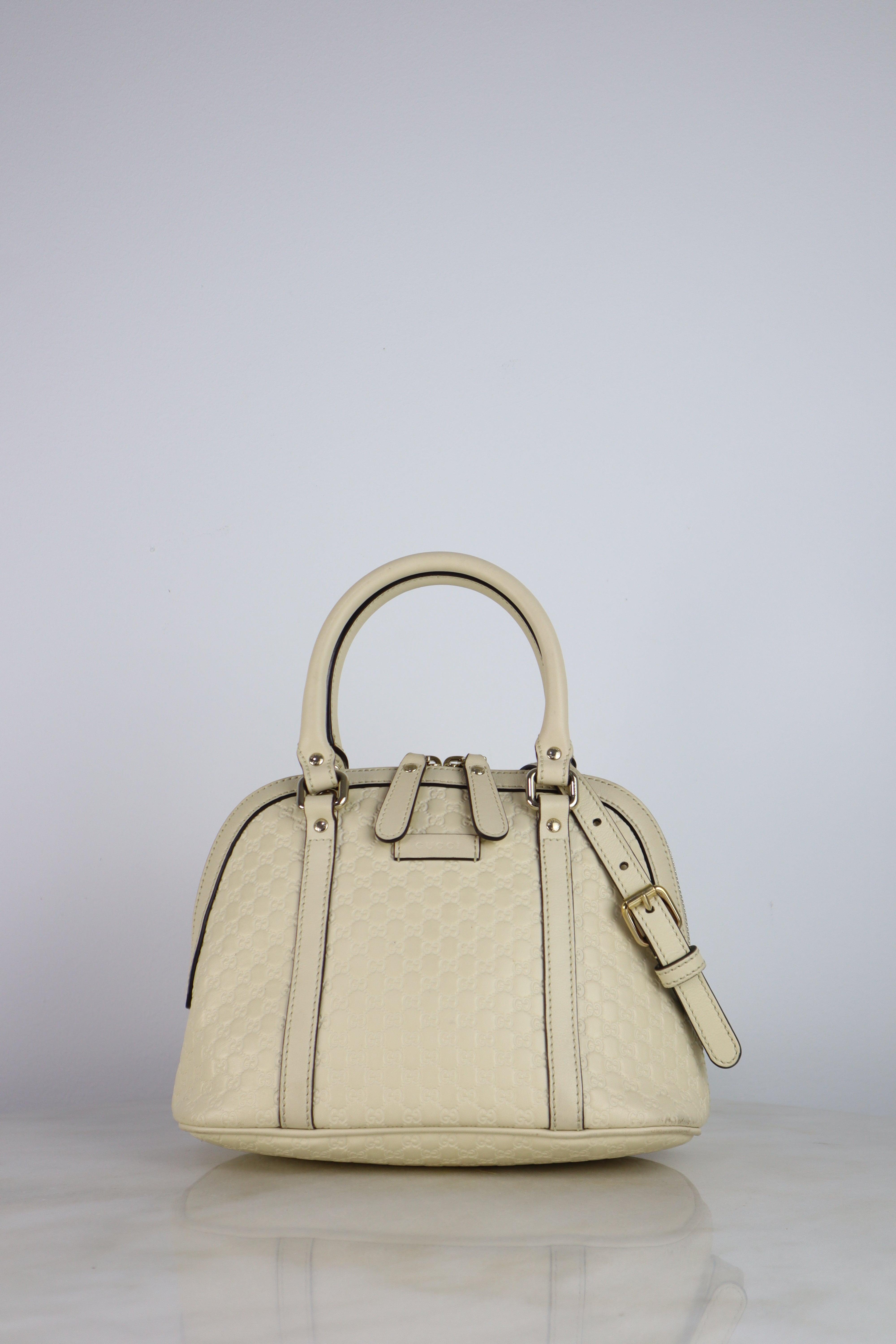Gucci Off White GG Guccissima Micro Mini Dome Crossbody Bag W/ Strap
