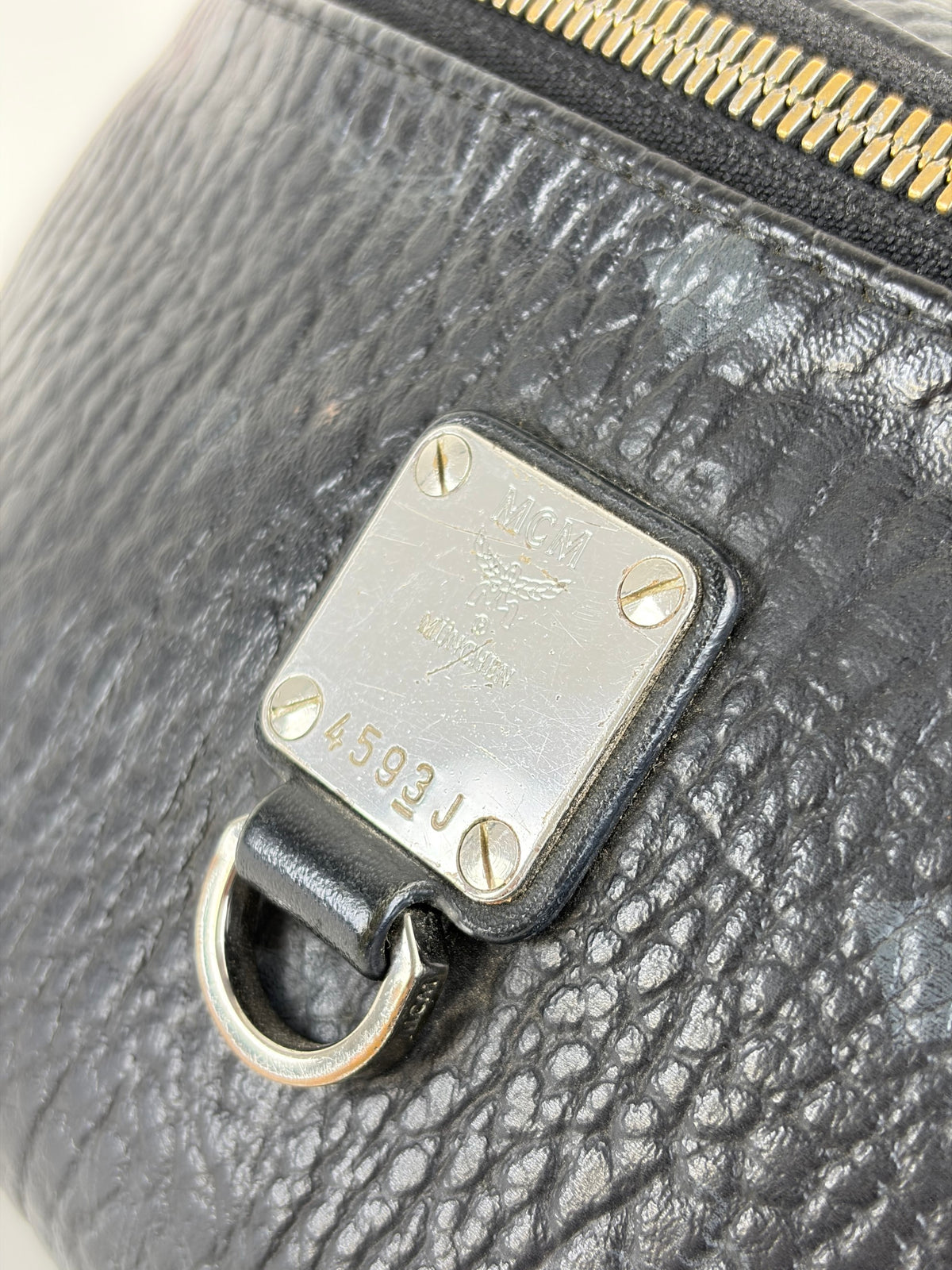 MCM fursten belt bag in visetos black small