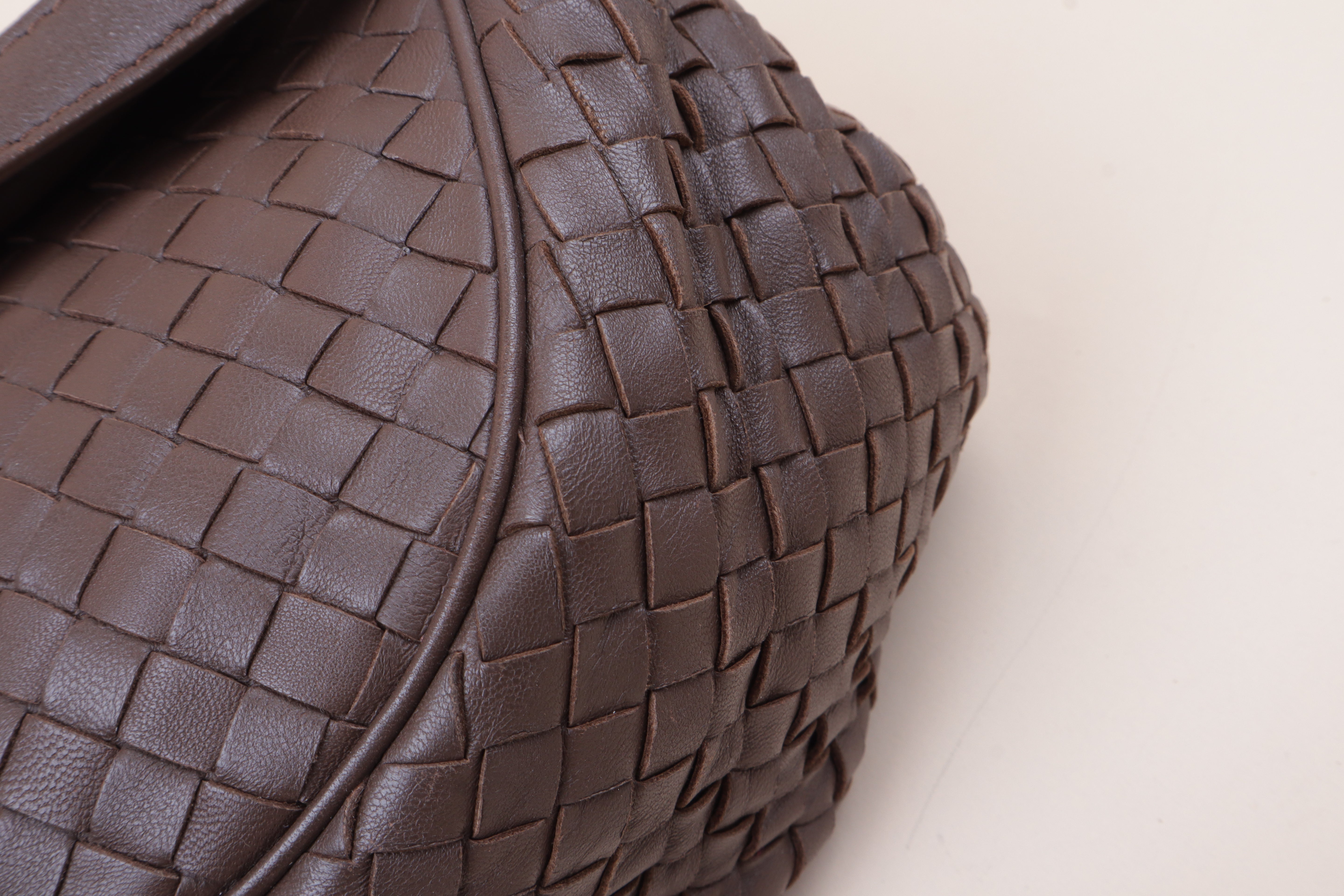 Bottega Veneta Brown Intrecciato Flap Messenger Small Crossbody Bag