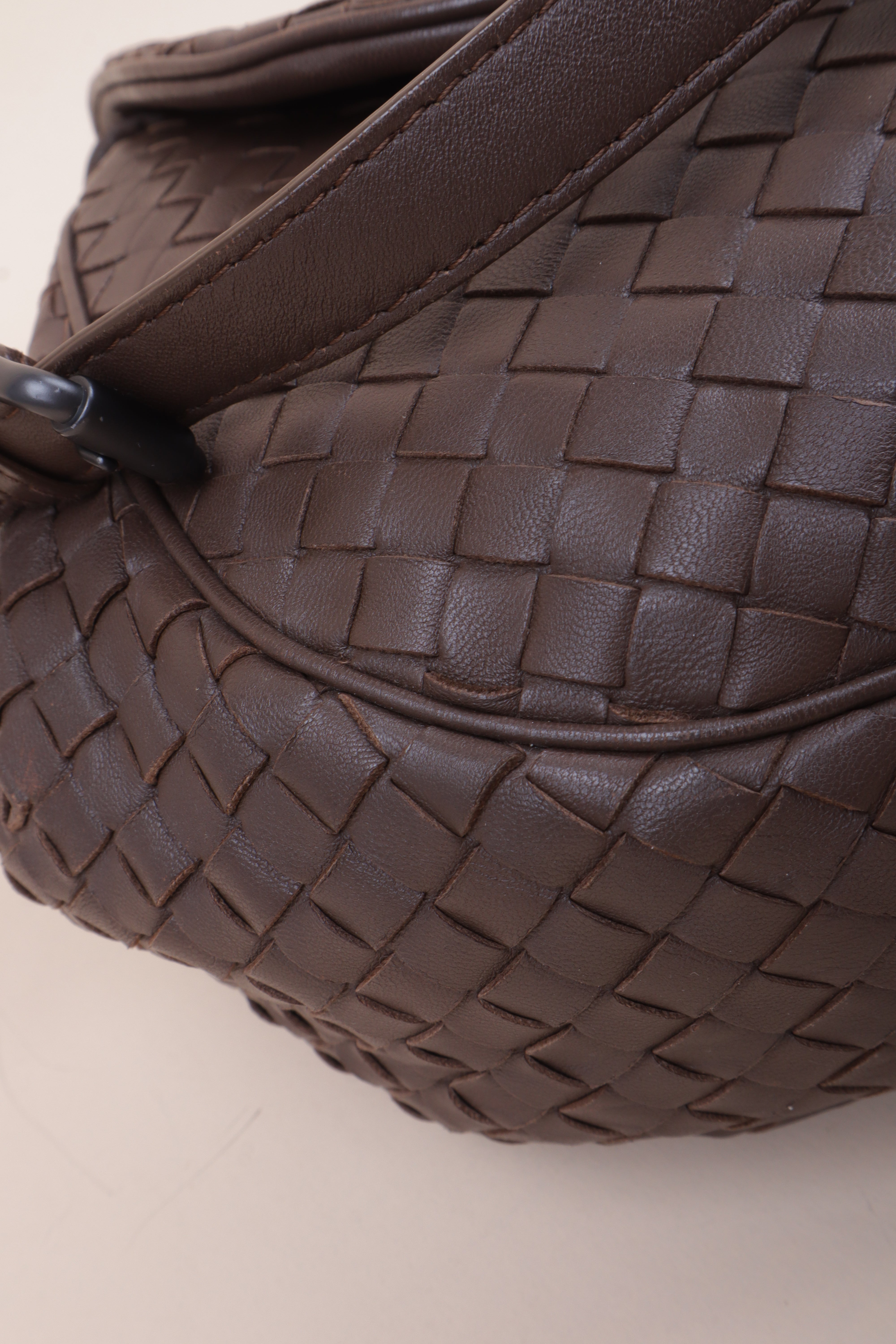 Bottega Veneta Brown Intrecciato Flap Messenger Small Crossbody Bag