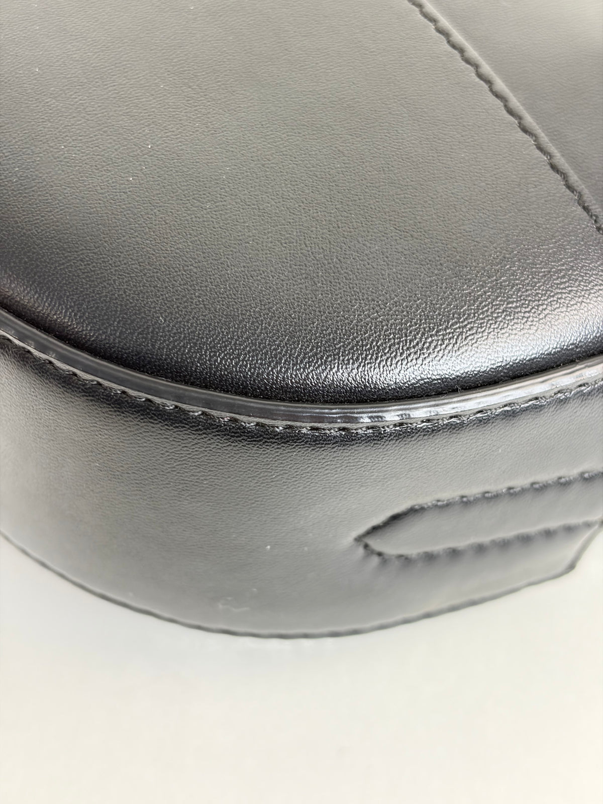 Stella Mccartney black mini round LOGO cross body bag