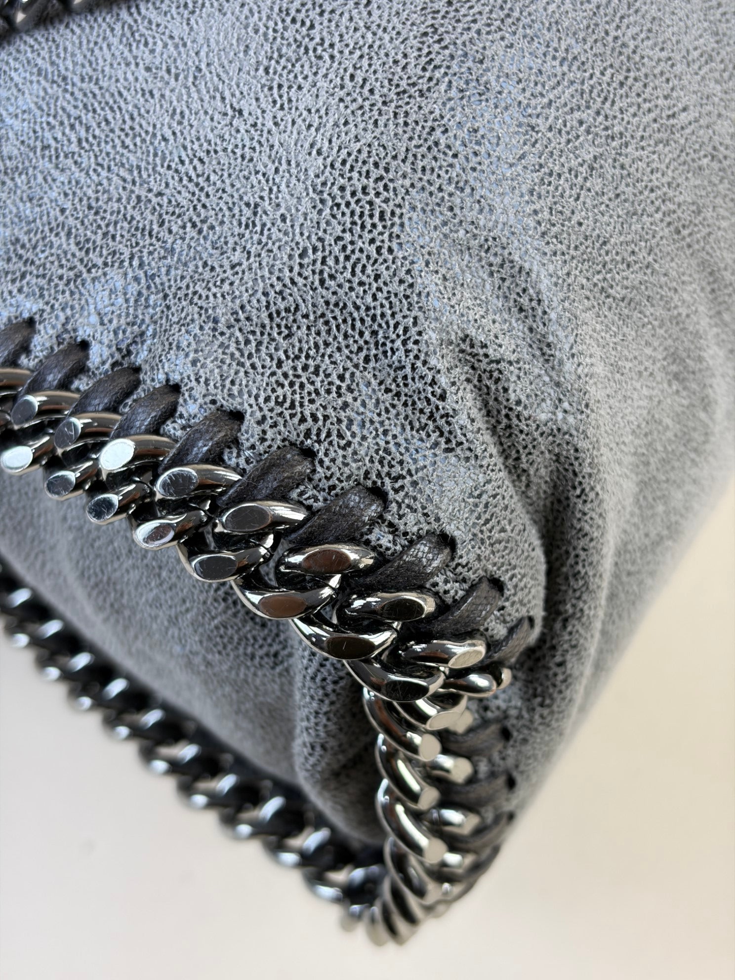 Stella Mccartney Grey Falabella Fold Over Large Tote Bag