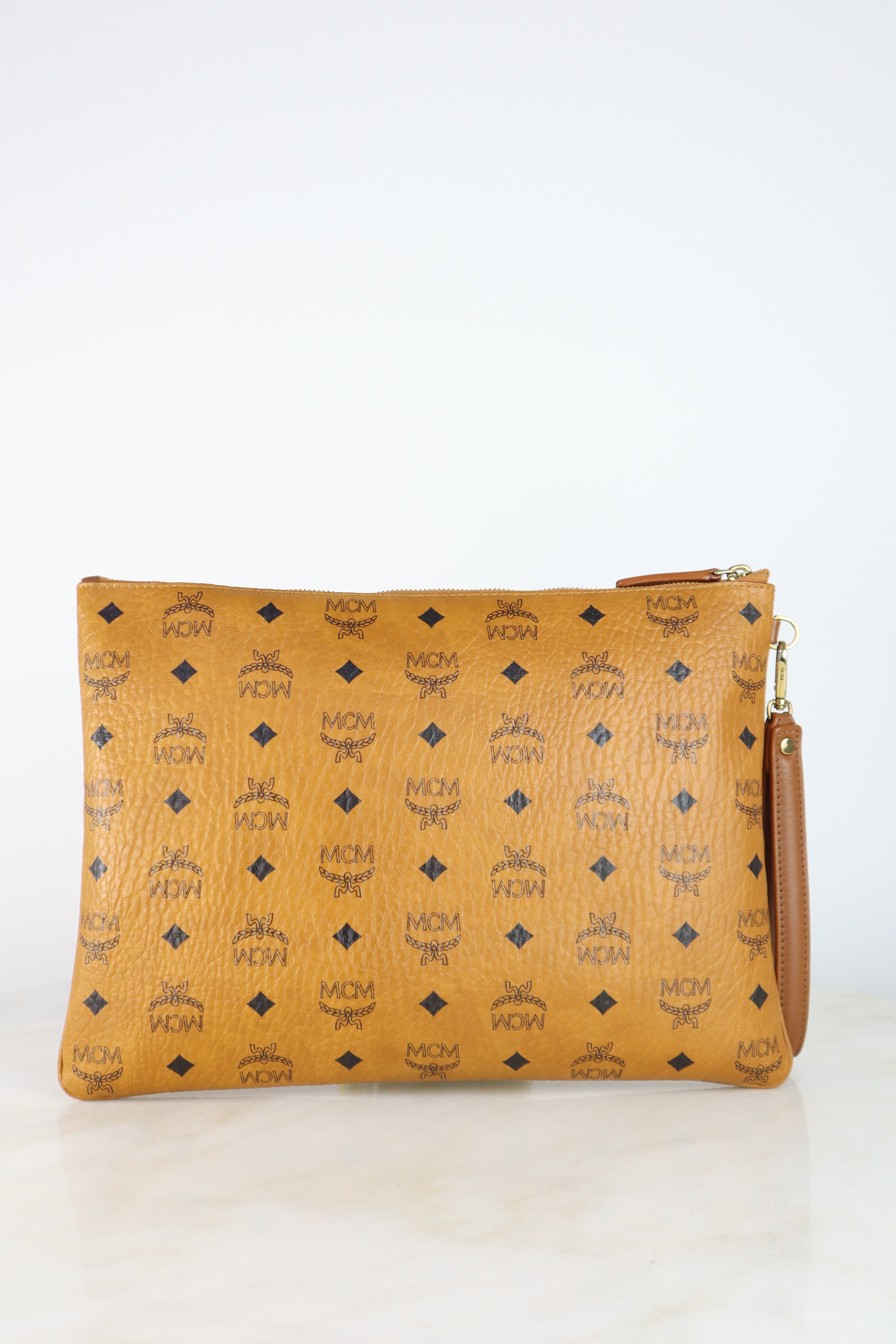 MCM Camel Wristlet Zip Pouch