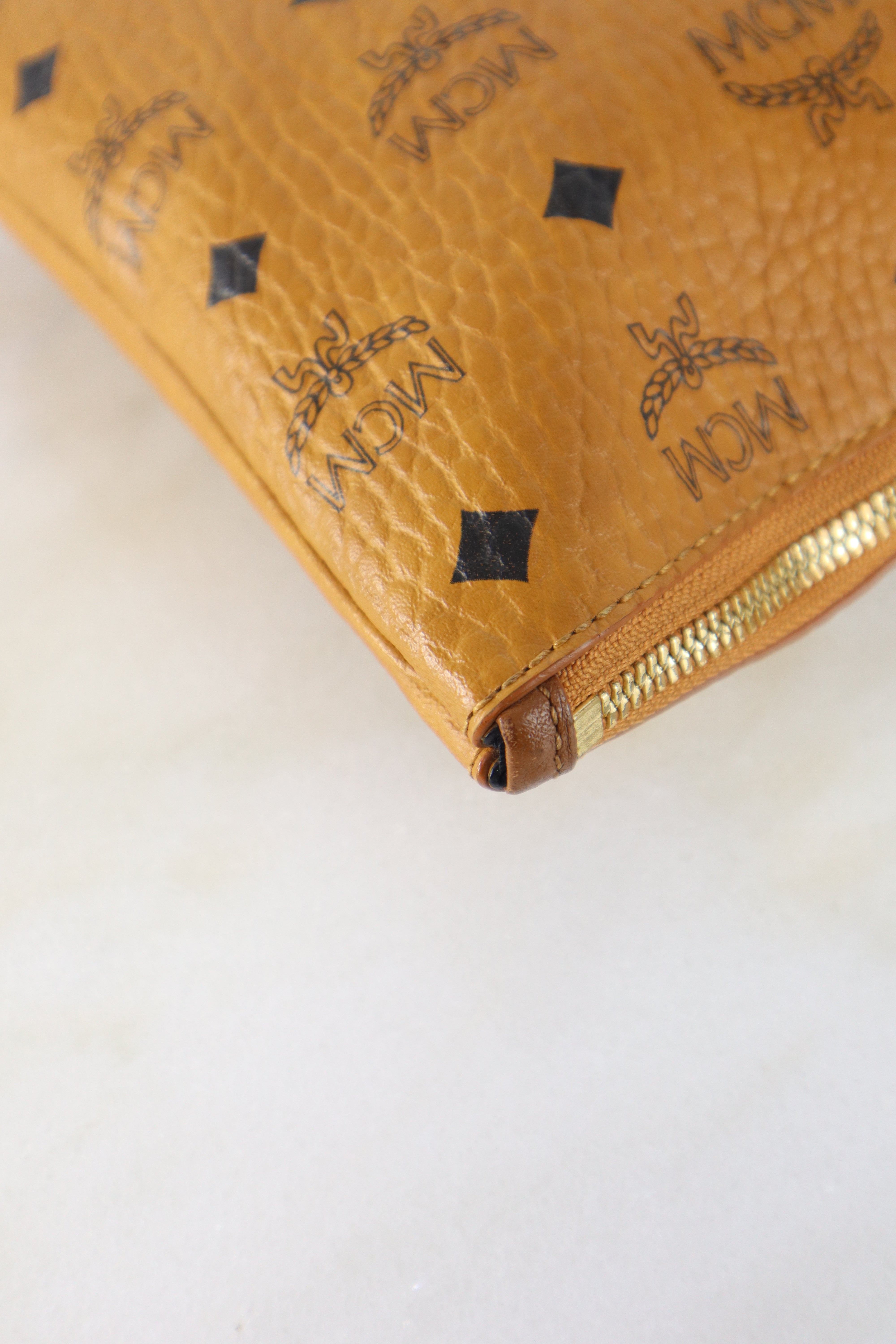 MCM Camel Wristlet Zip Pouch