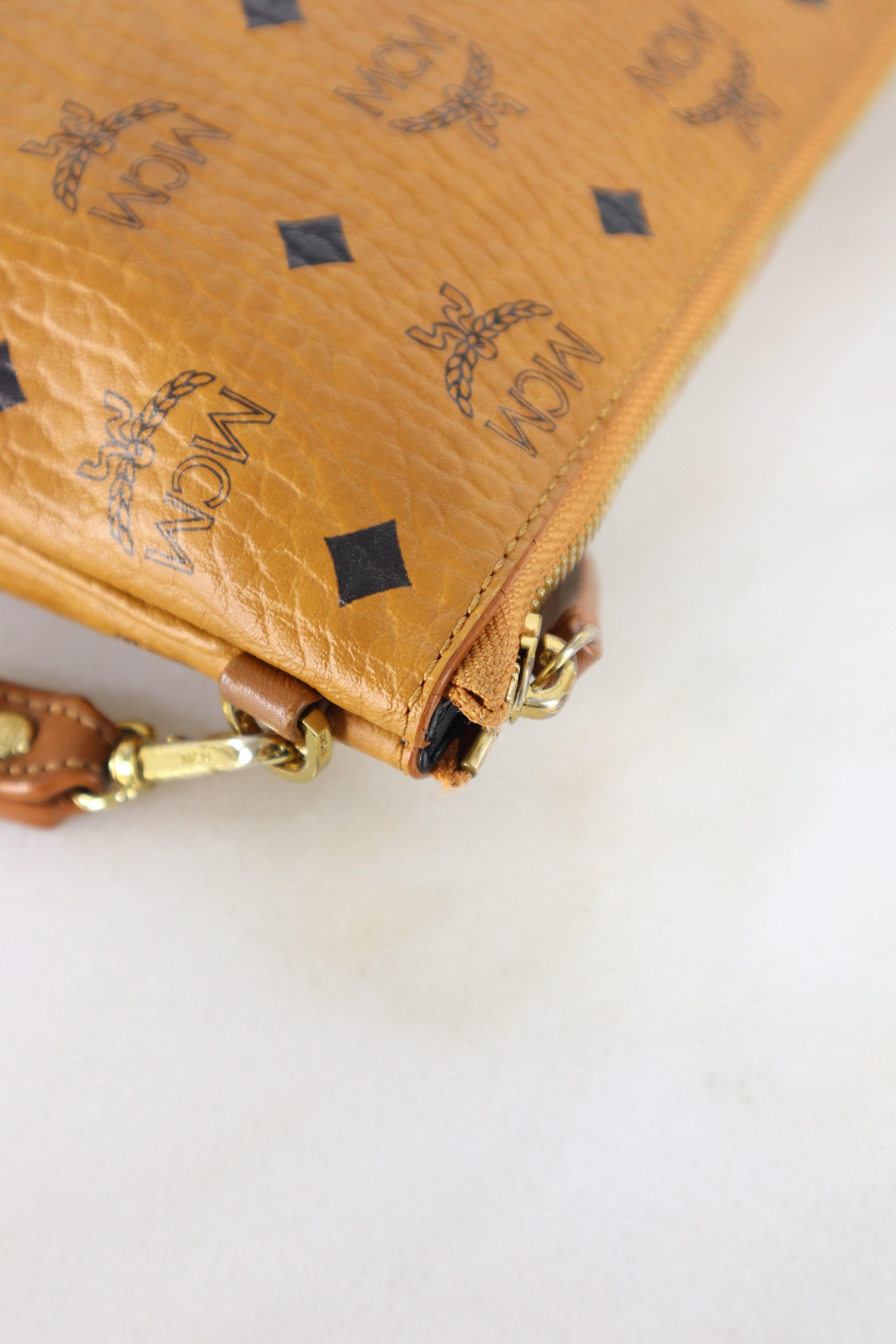 MCM Camel Wristlet Zip Pouch