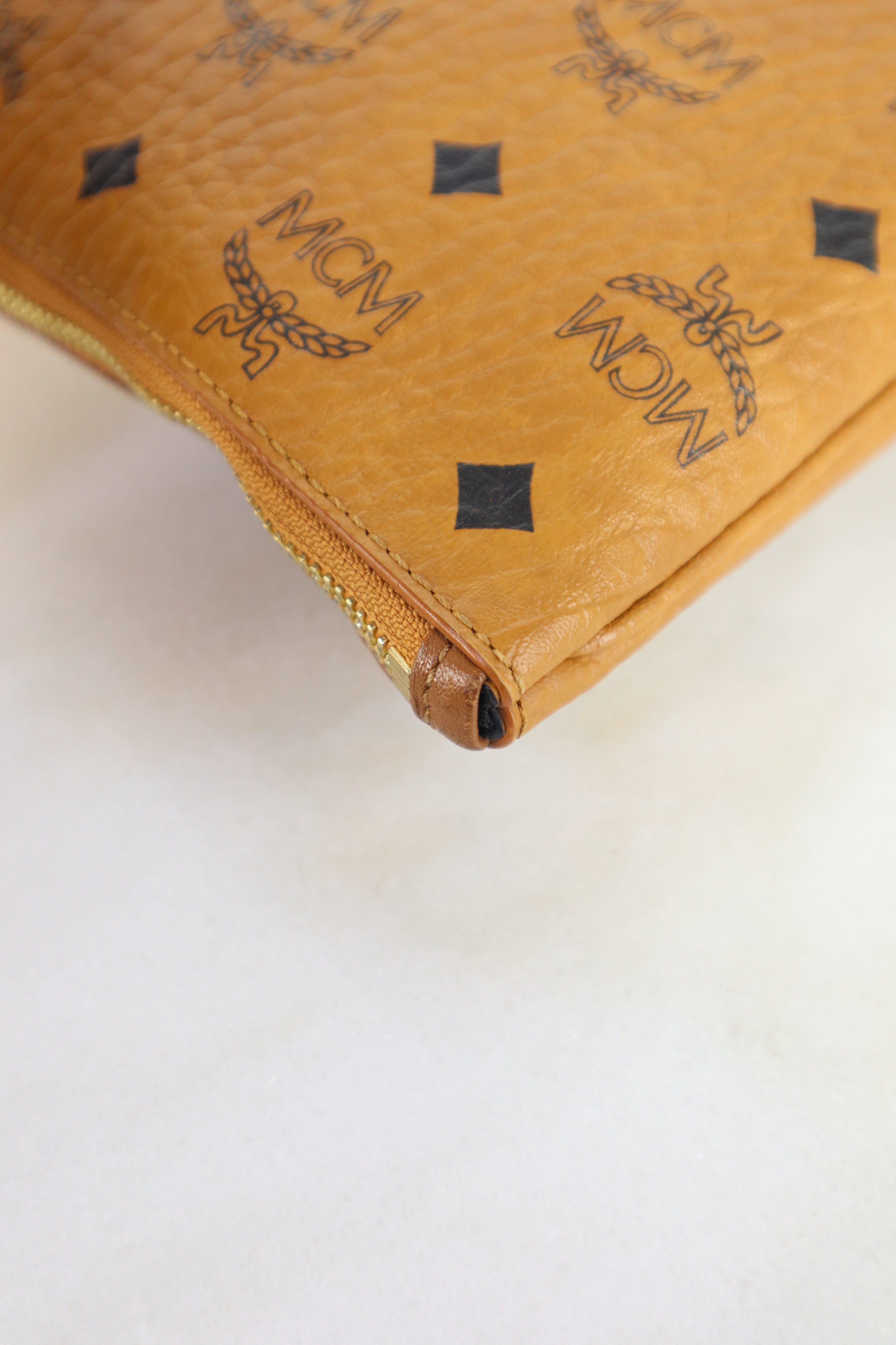 MCM Camel Wristlet Zip Pouch