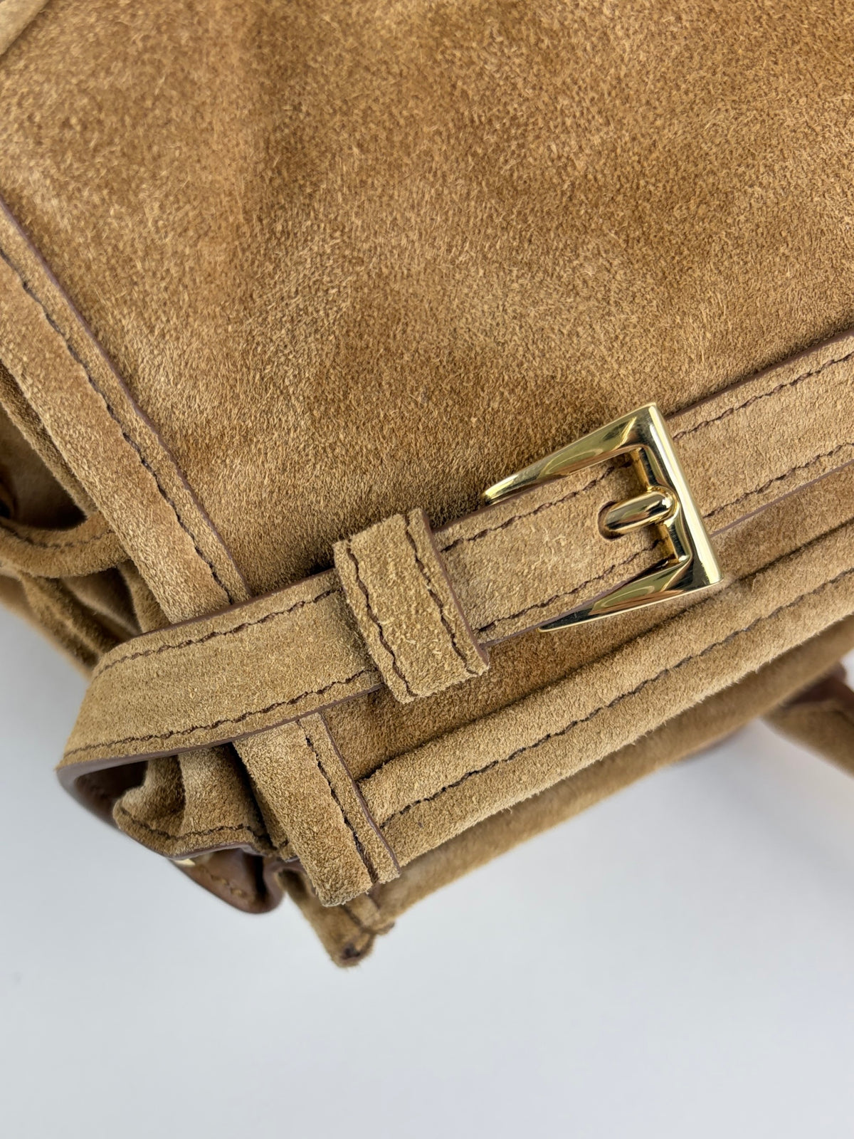 Prada bonnie medium suede handbag light brown