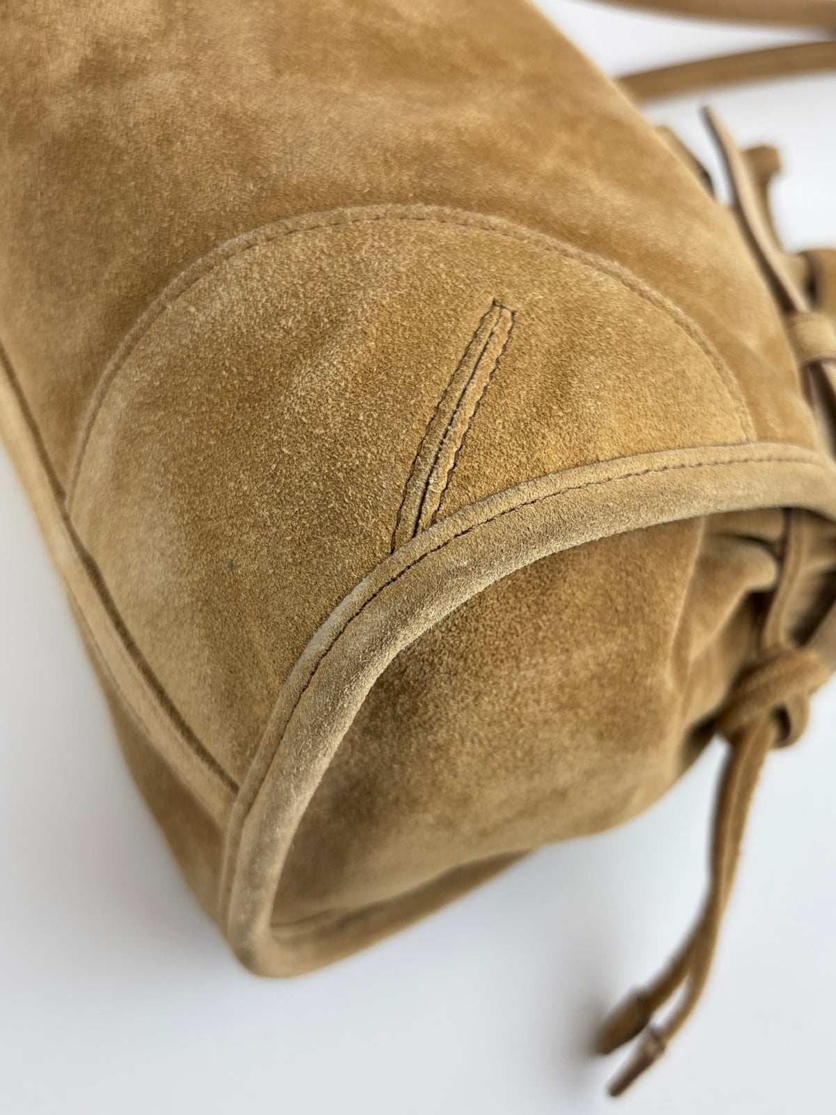 Prada bonnie medium suede handbag light brown