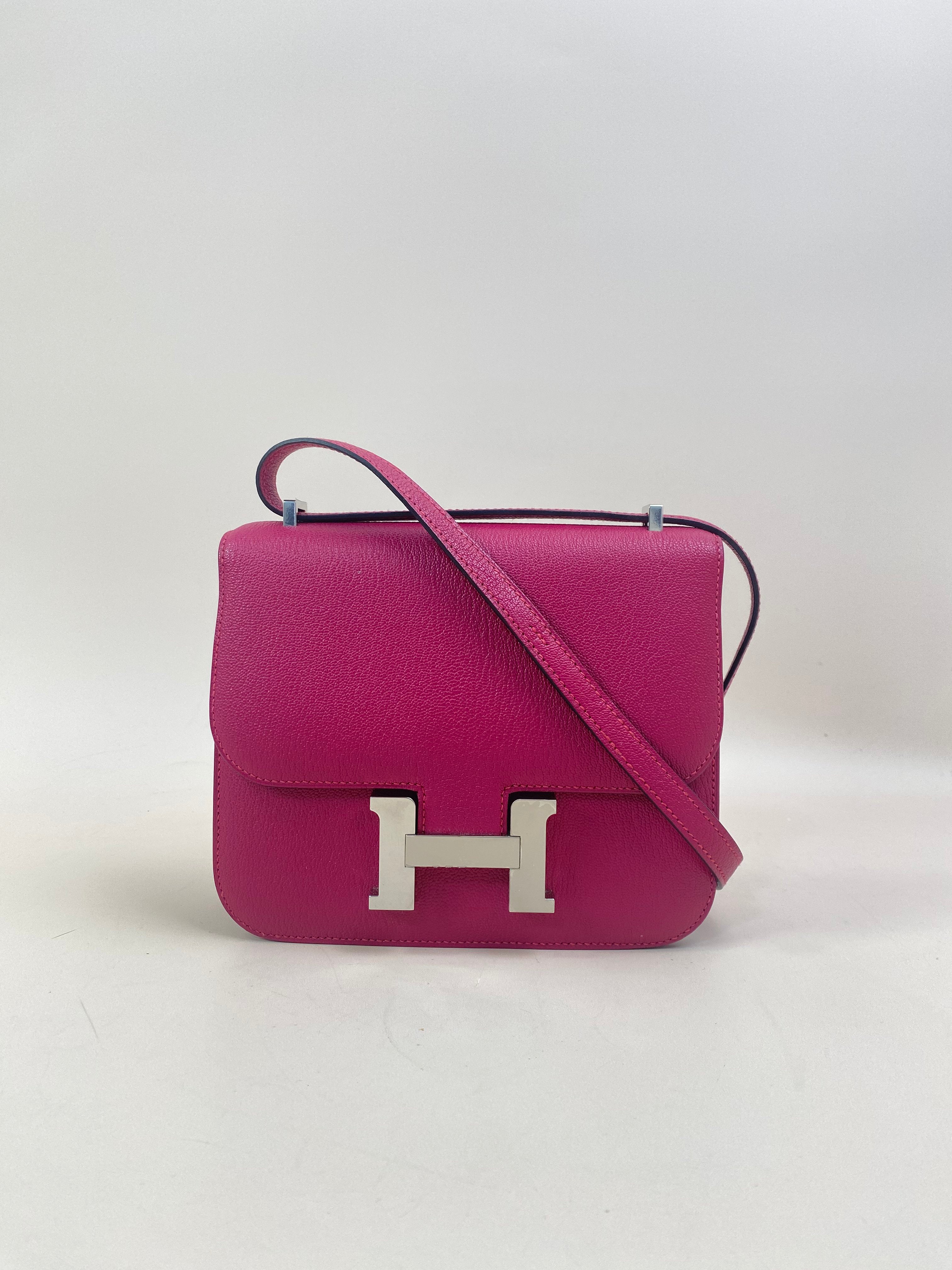 Hermes Framboise Chevre Constance Shoulder Bag