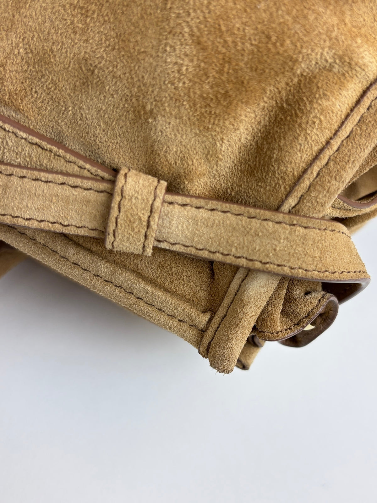 Prada bonnie medium suede handbag light brown
