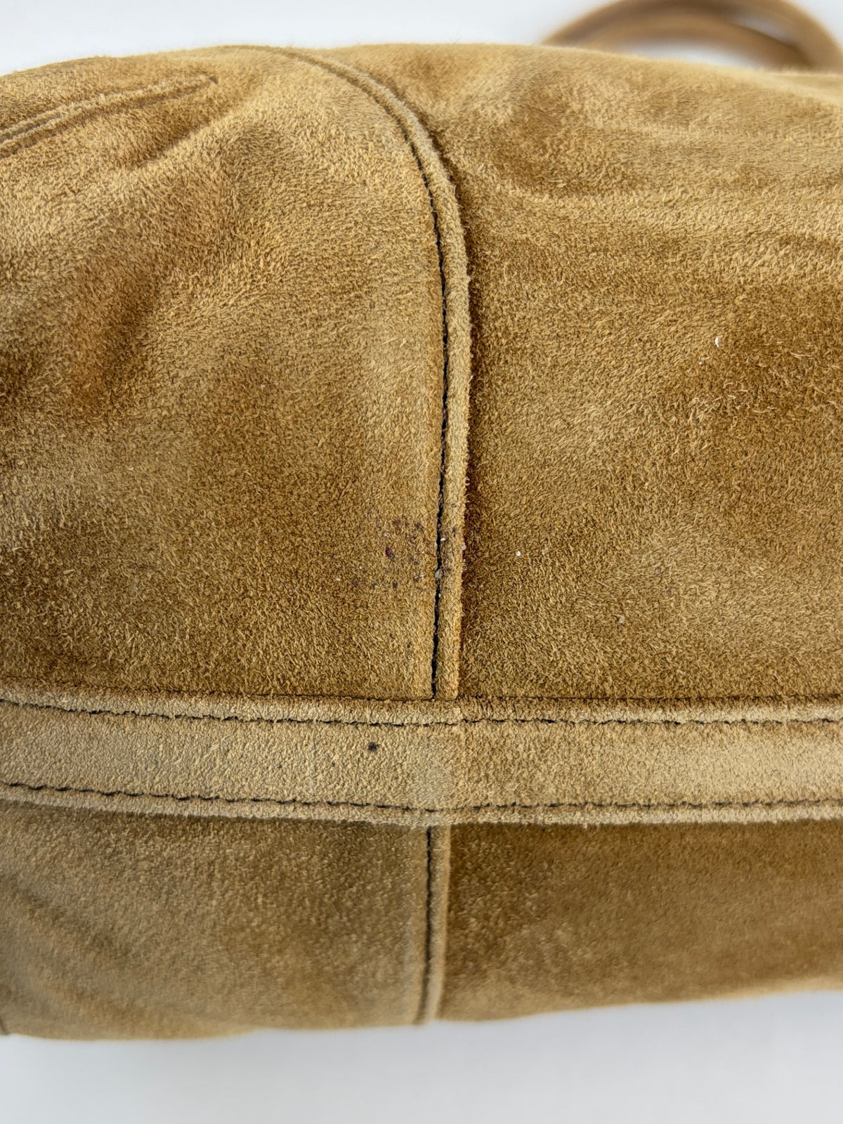 Prada bonnie medium suede handbag light brown