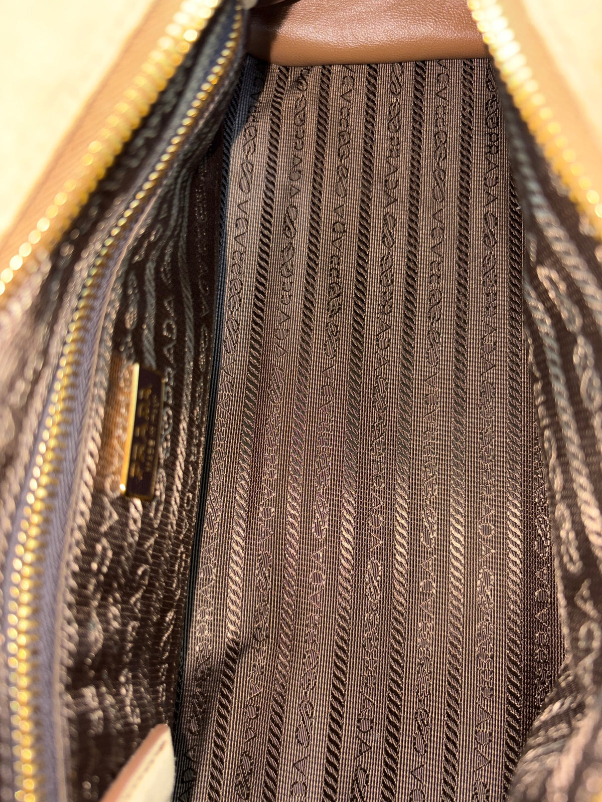 Prada bonnie medium suede handbag light brown
