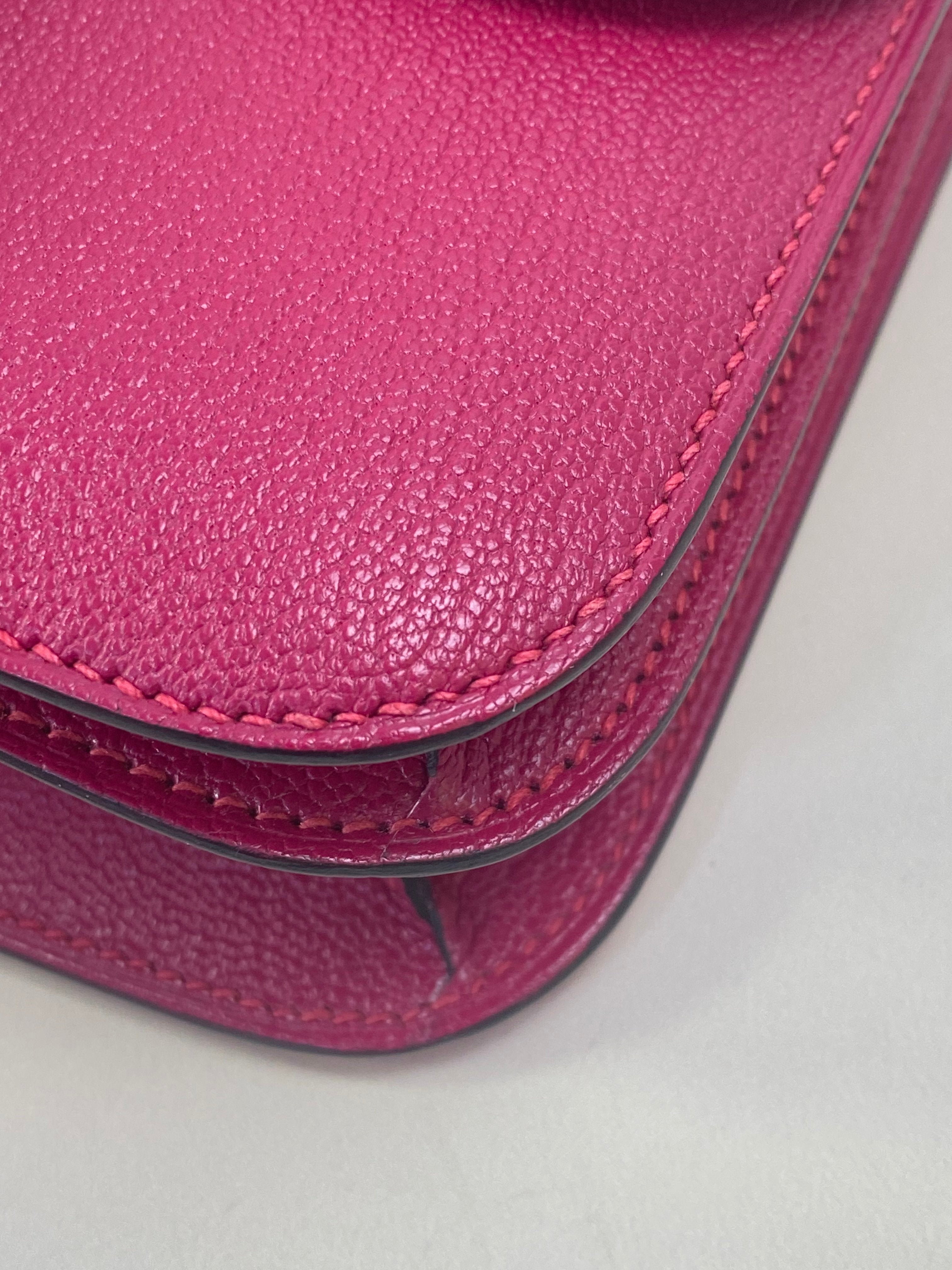 Hermes Framboise Chevre Constance Shoulder Bag