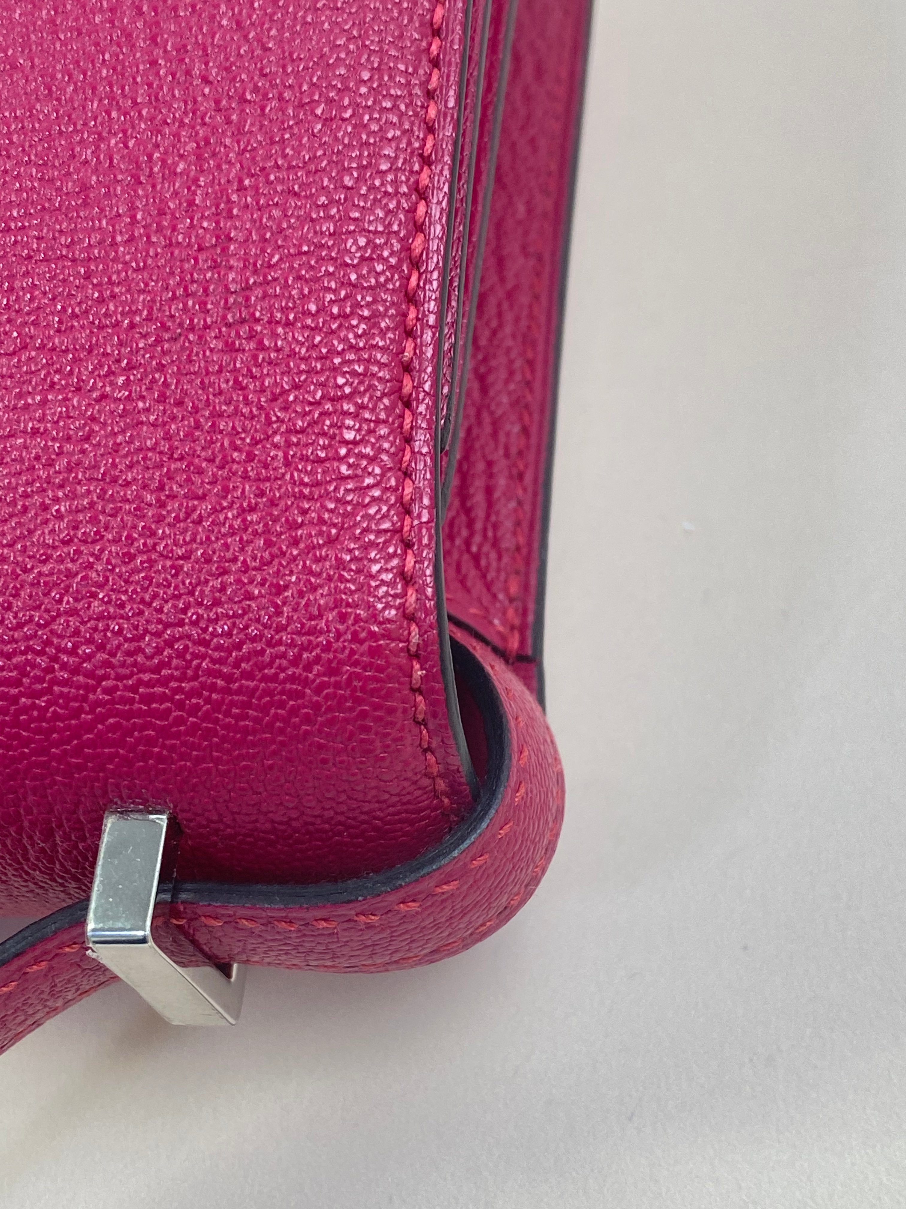 Hermes Framboise Chevre Constance Shoulder Bag