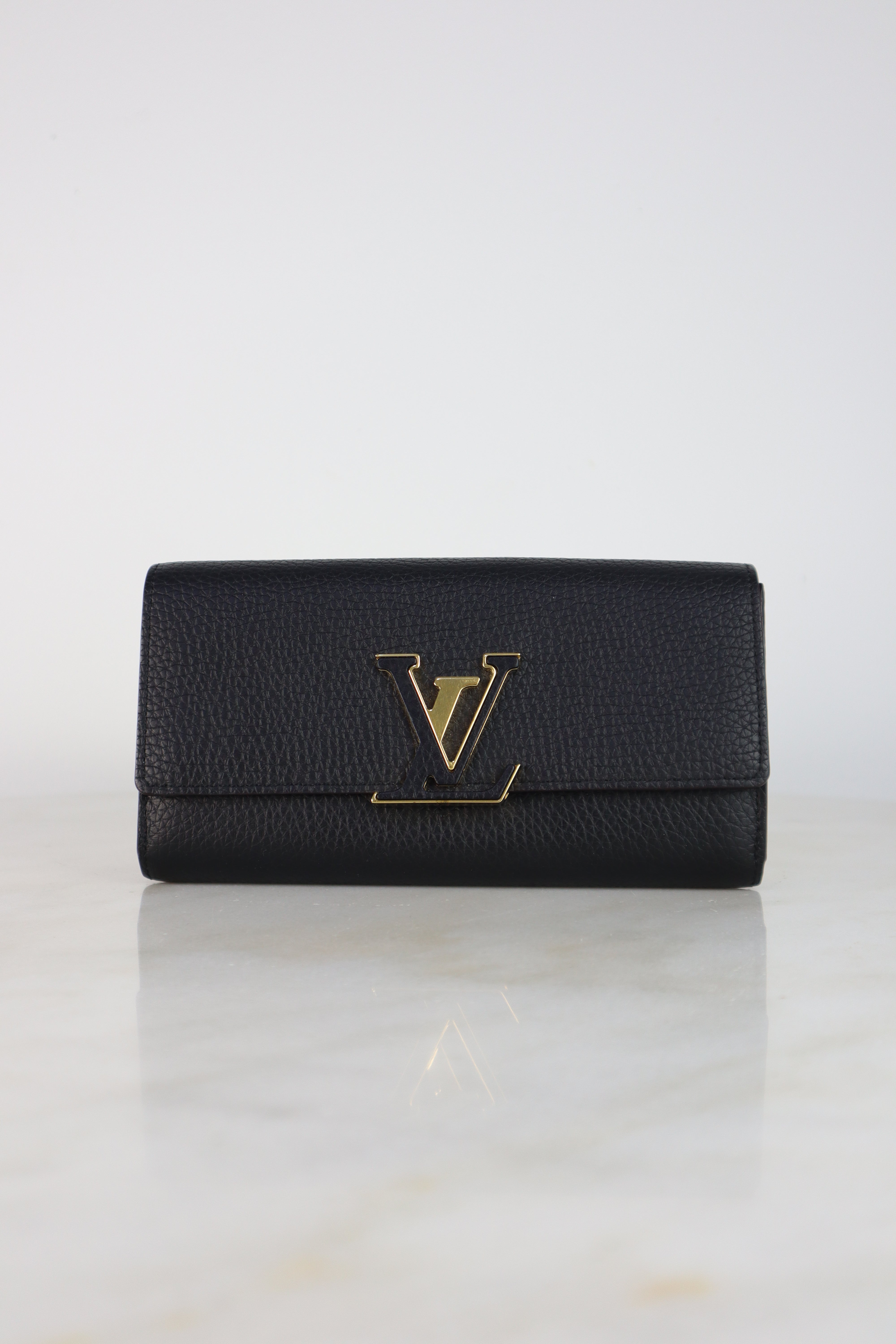Louis Vuitton Black Capucines Long Wallet
