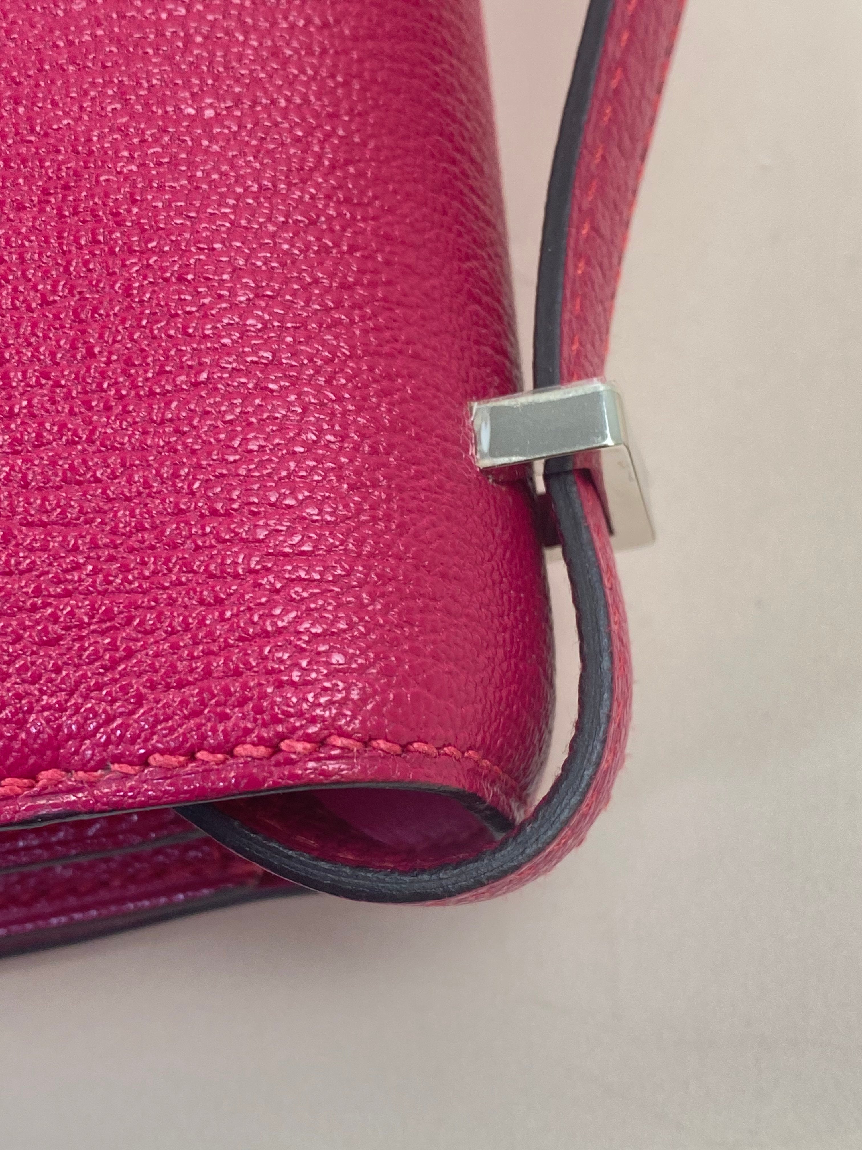 Hermes Framboise Chevre Constance Shoulder Bag
