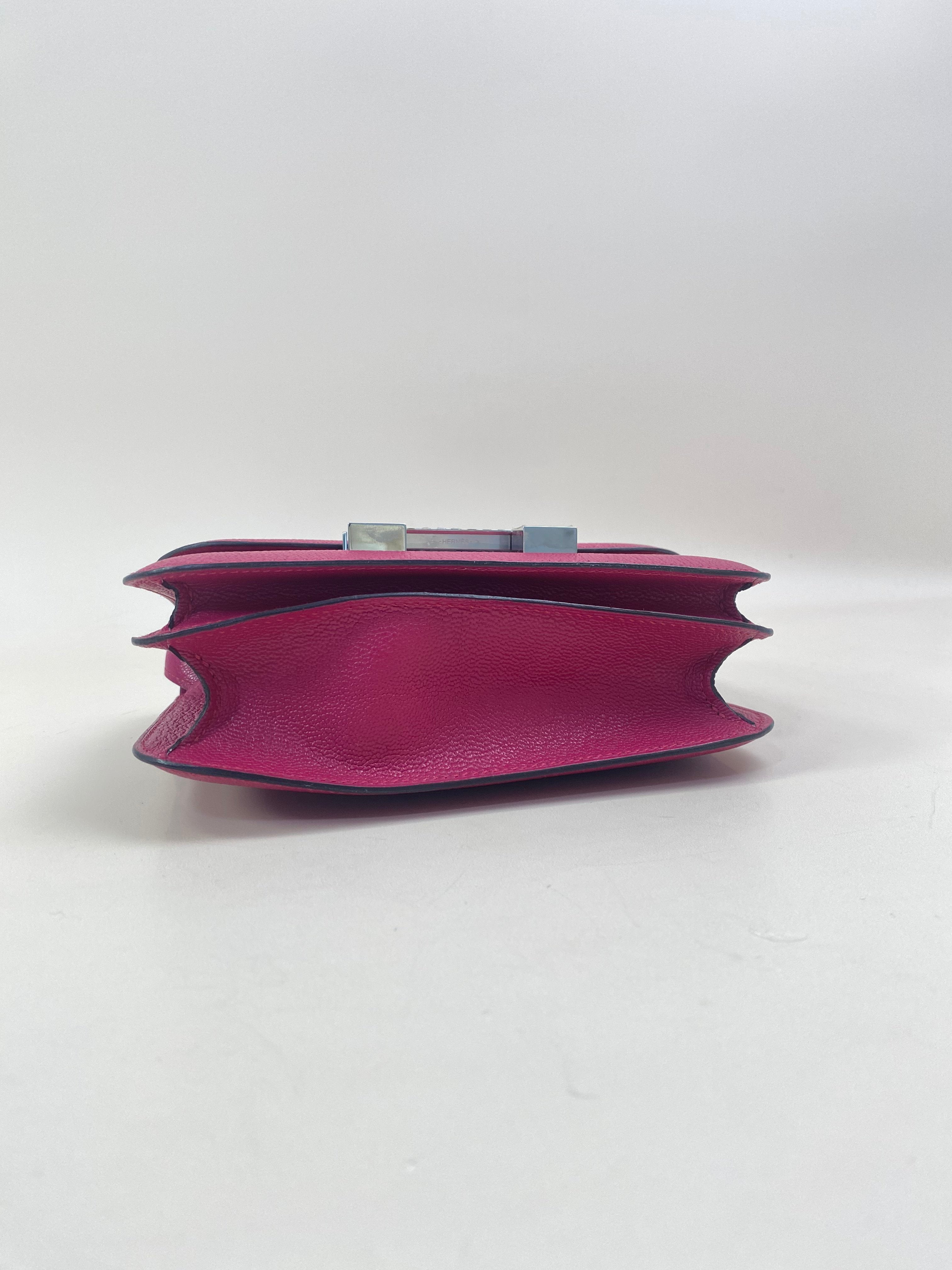 Hermes Framboise Chevre Constance Shoulder Bag