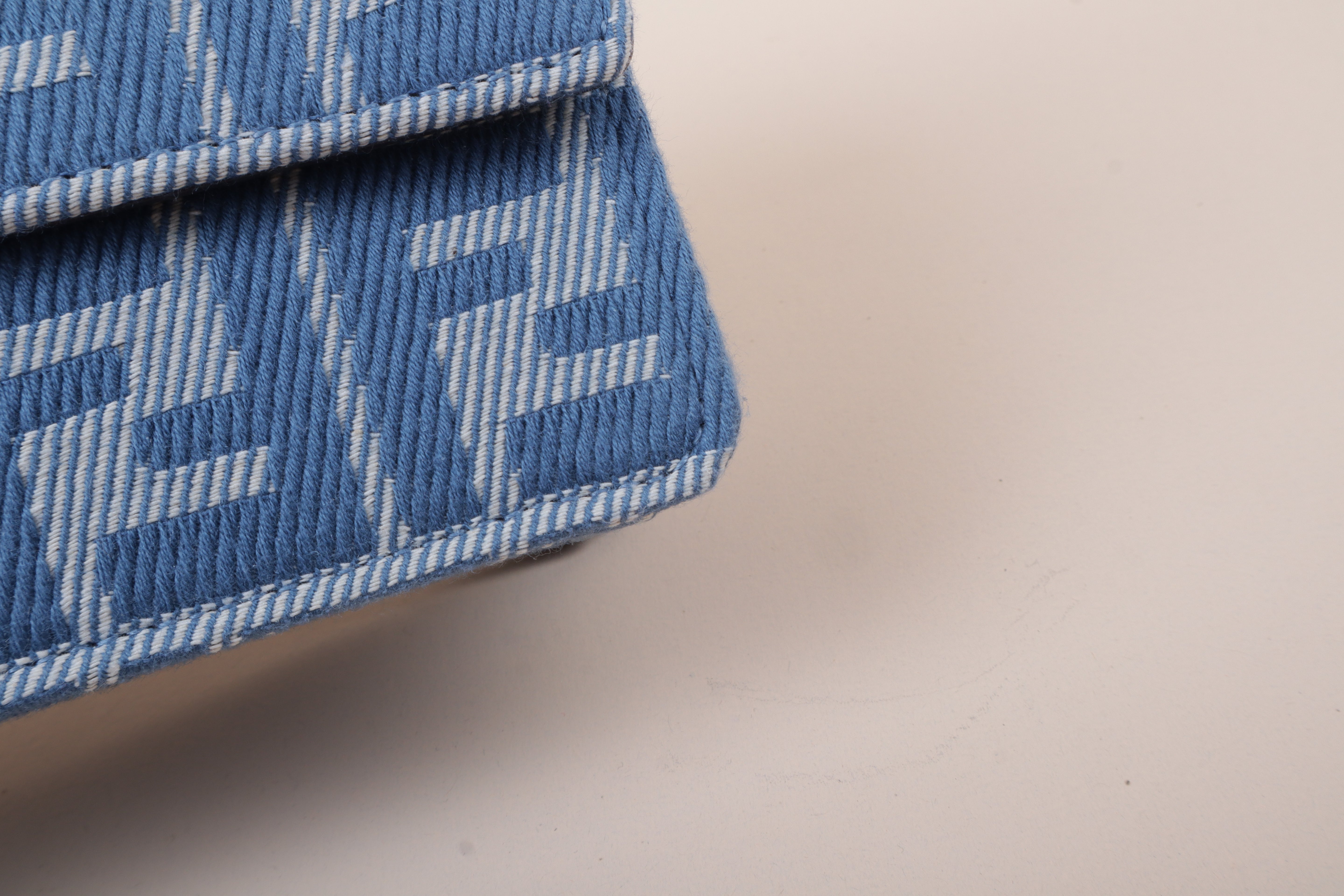 Fendi Bicolor Jacquard Denim Slim Baguette Wallet on Chain with Strap