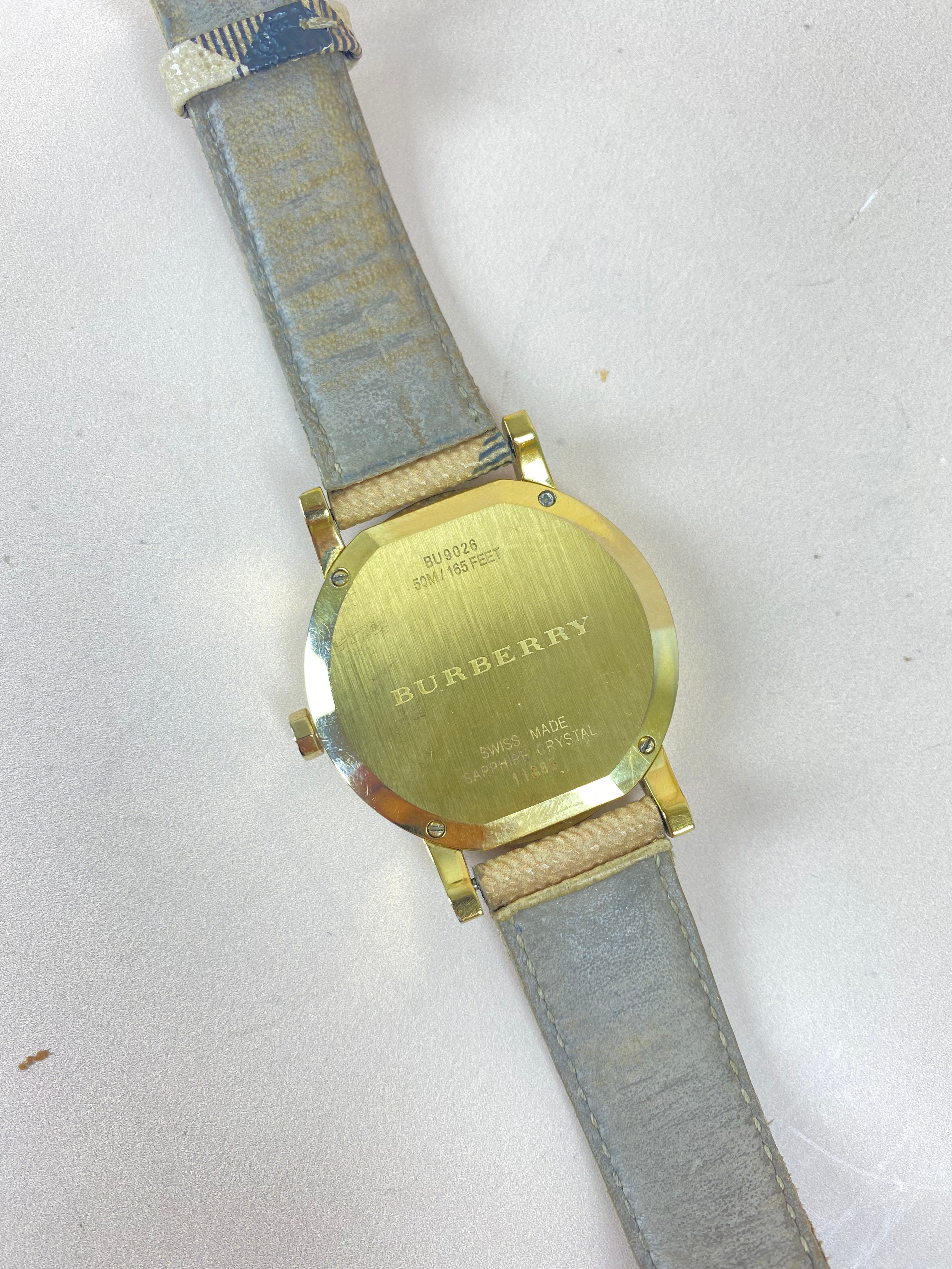Burberry Gold House Check 38mm Watch (Unisex)
