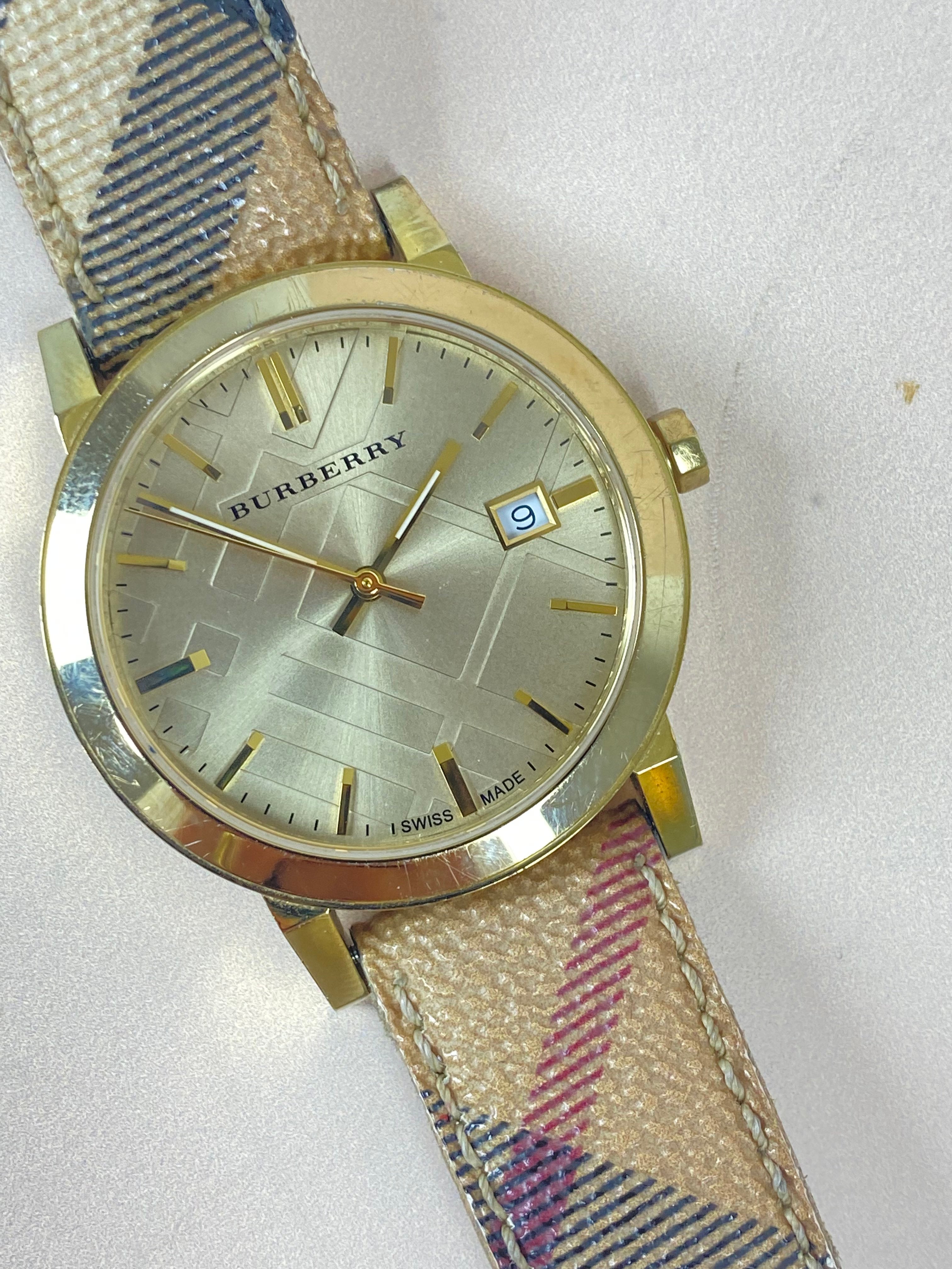 Burberry Gold House Check 38mm Watch (Unisex)