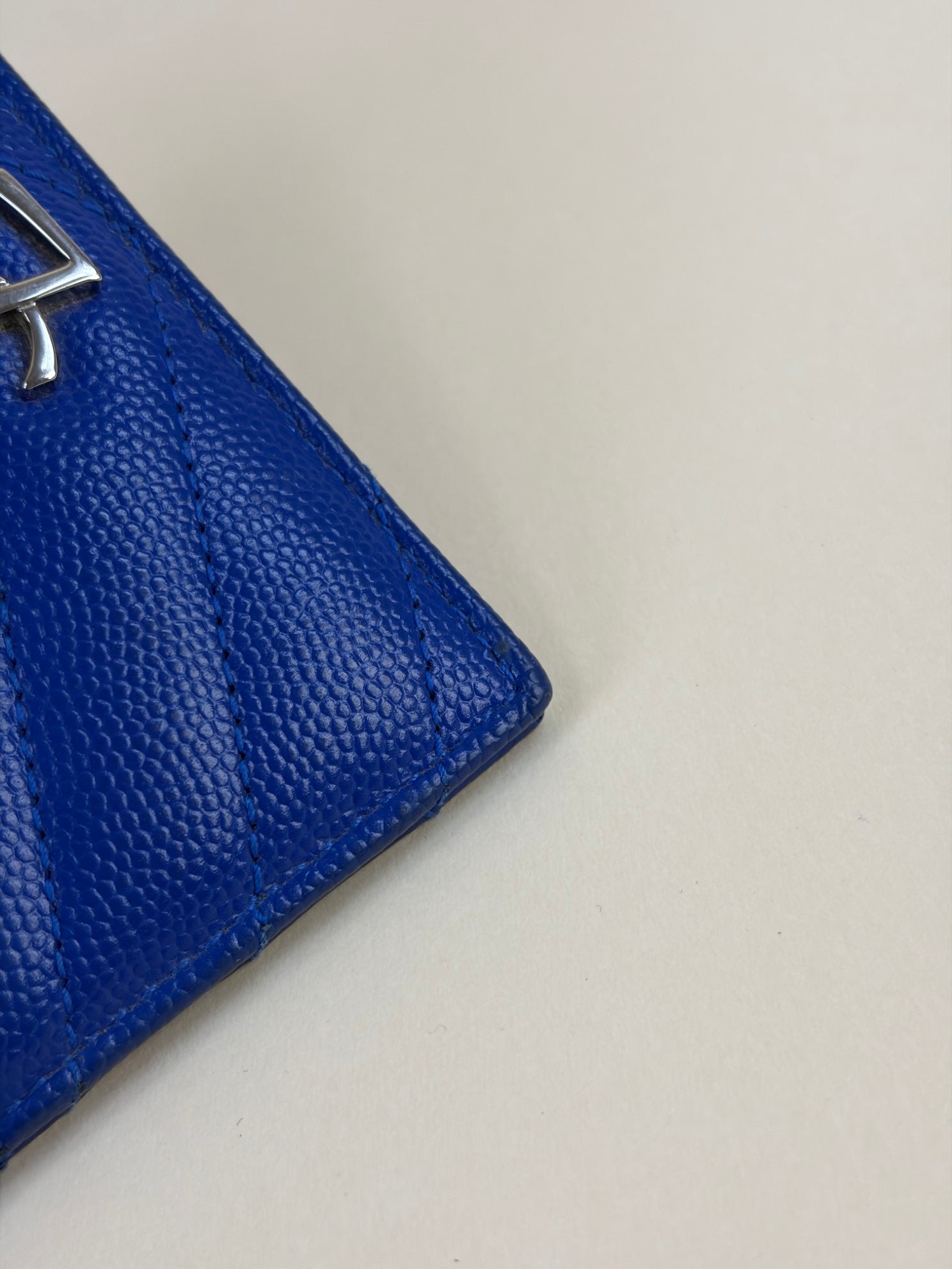 YSL Blue Cassandre Matelasse Card Holder