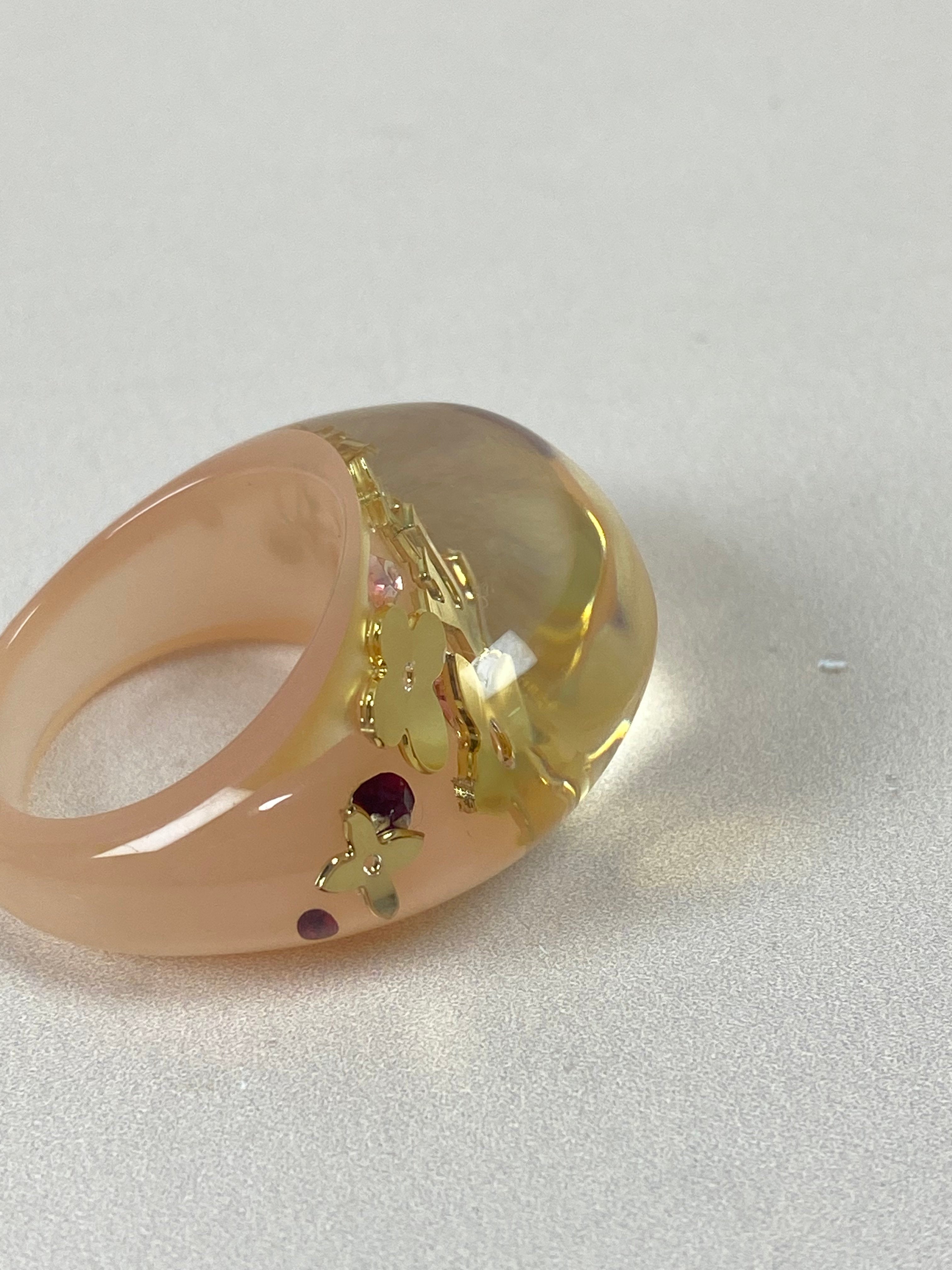 Louis Vuitton Rose Resin Ring 55