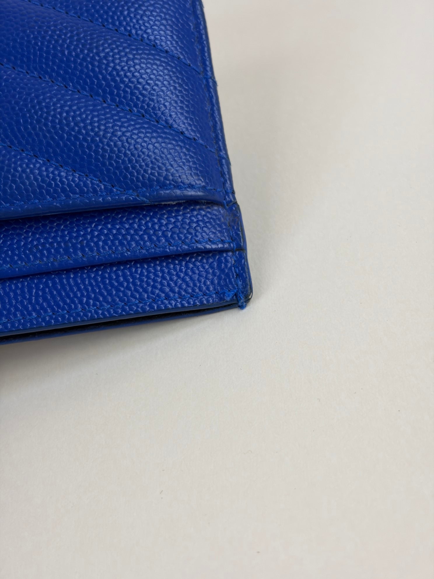 YSL Blue Cassandre Matelasse Card Holder