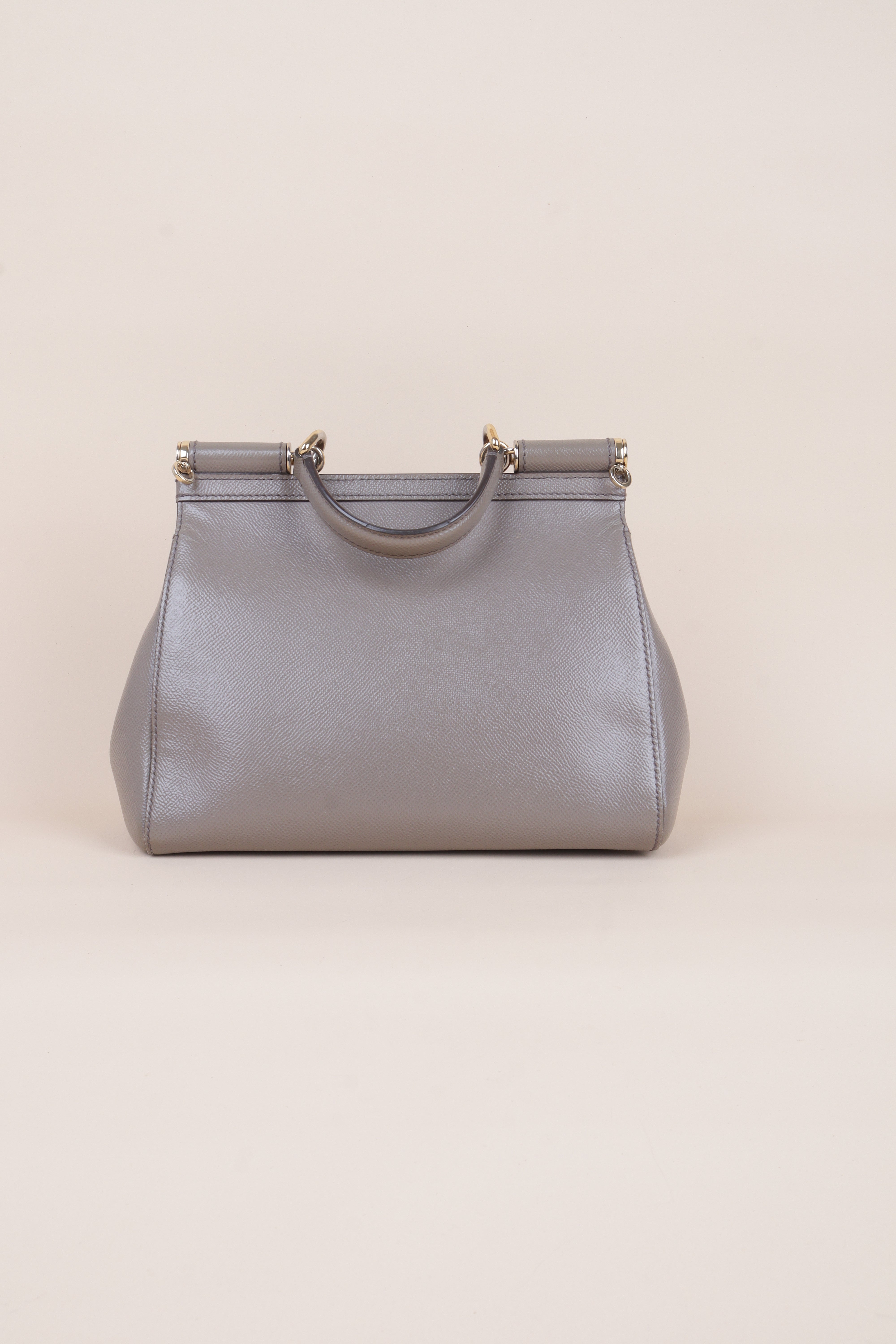 Dolce & Gabbana Grey Sicily Large Top Handle Bag with Strap
