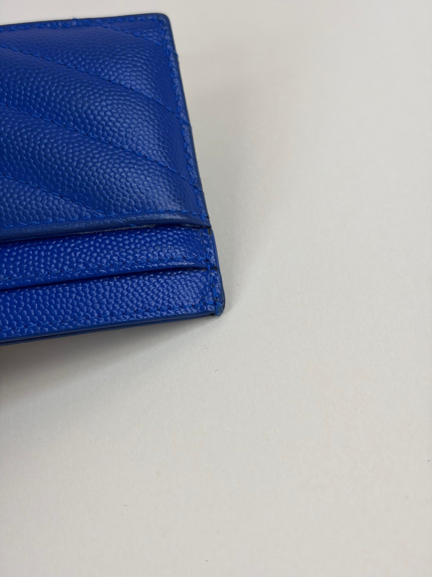 YSL Blue Cassandre Matelasse Card Holder