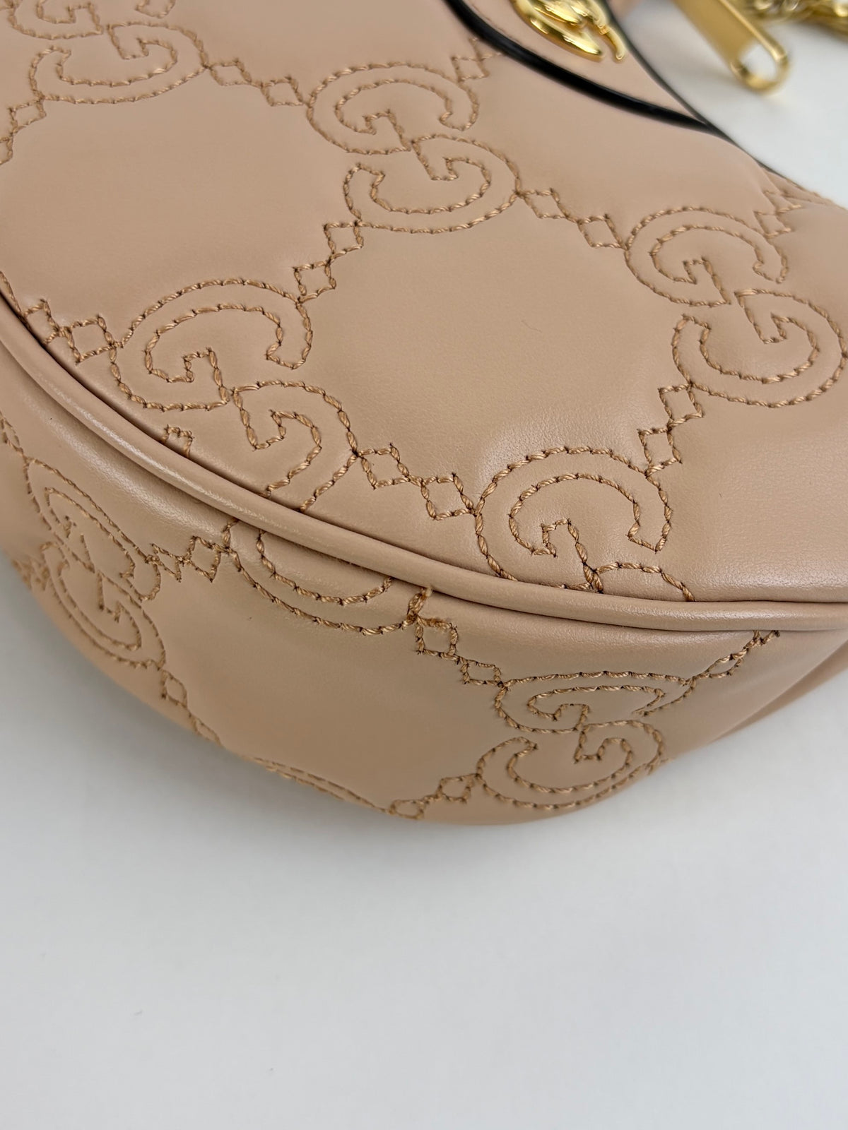 Gucci rose beige gg matelasse leather mini hobo