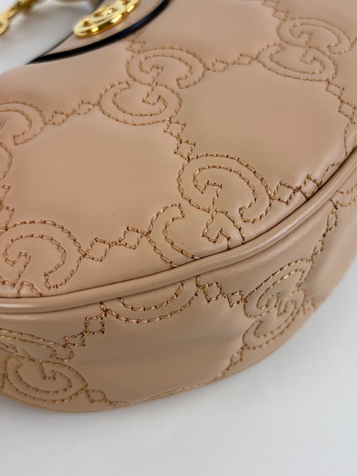 Gucci rose beige gg matelasse leather mini hobo