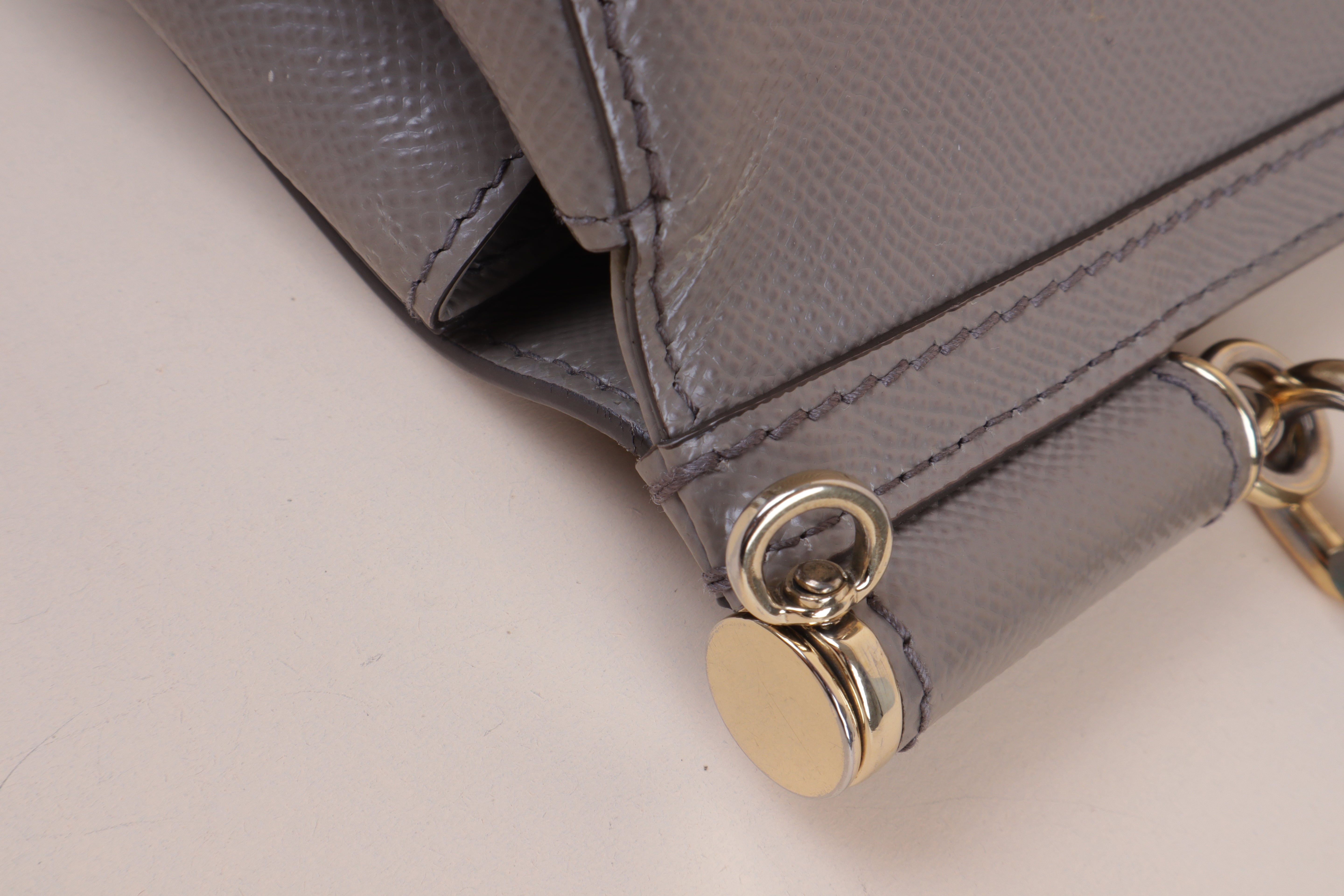 Dolce & Gabbana Grey Sicily Large Top Handle Bag with Strap