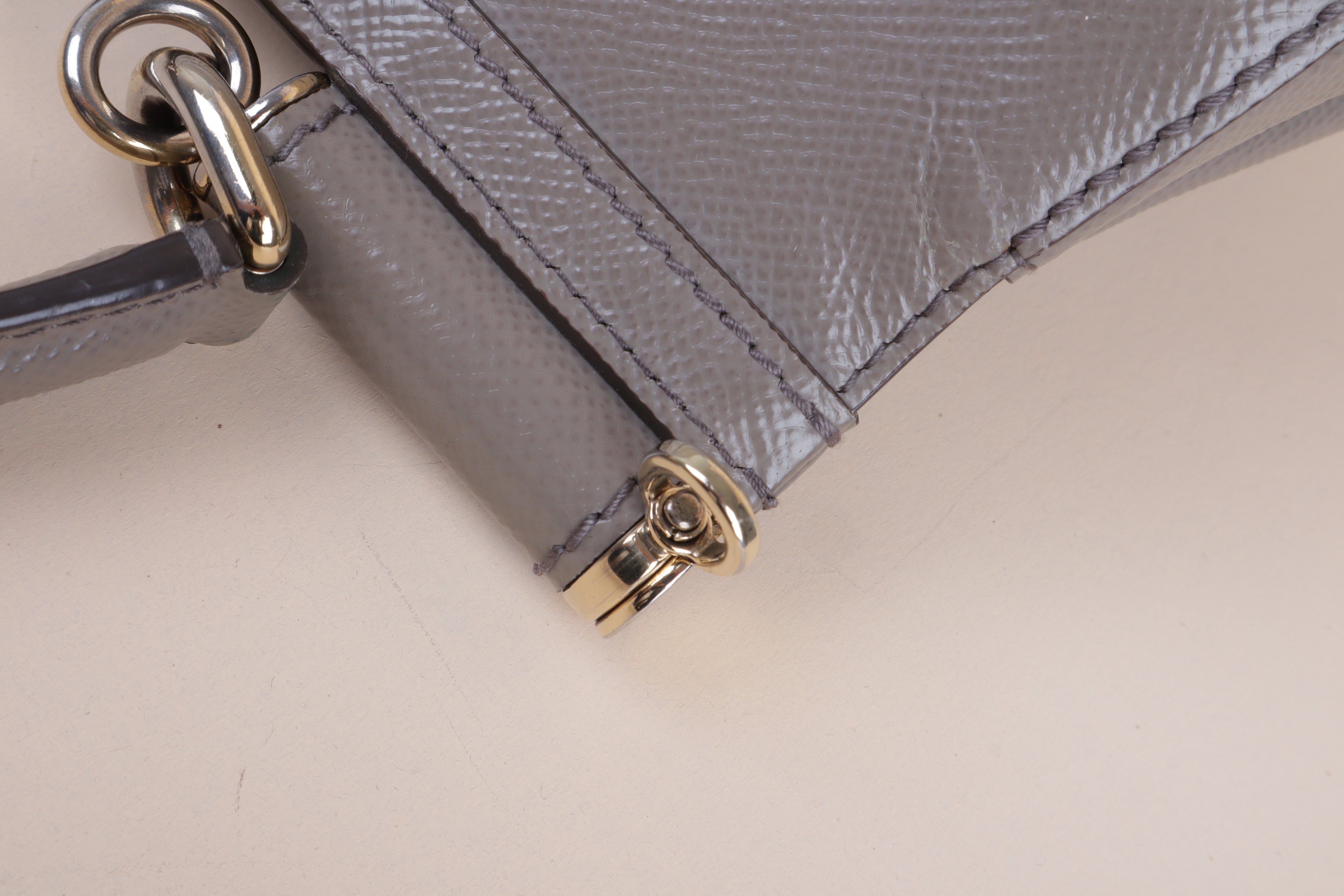 Dolce & Gabbana Grey Sicily Large Top Handle Bag with Strap