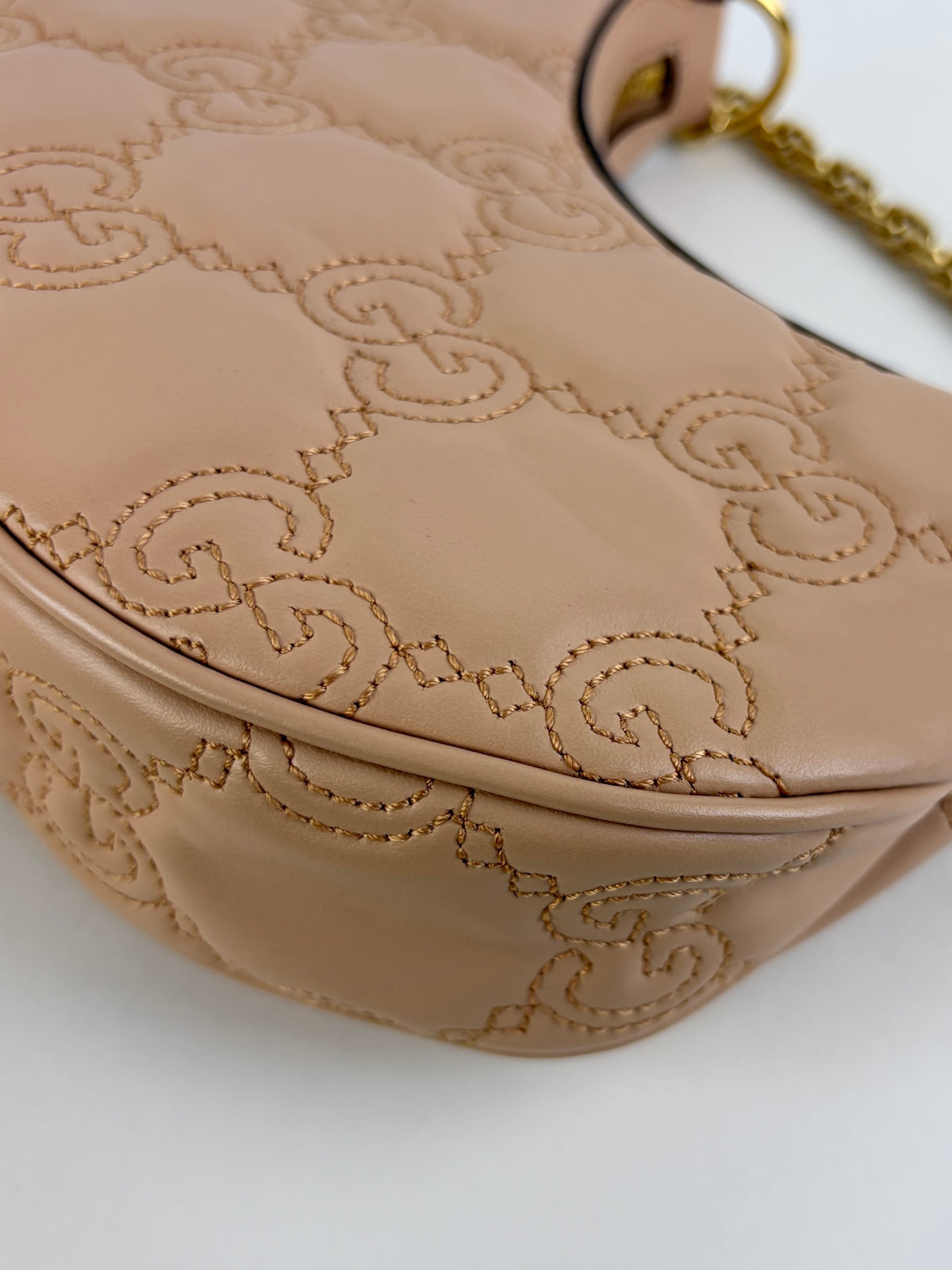 Gucci rose beige gg matelasse leather mini hobo