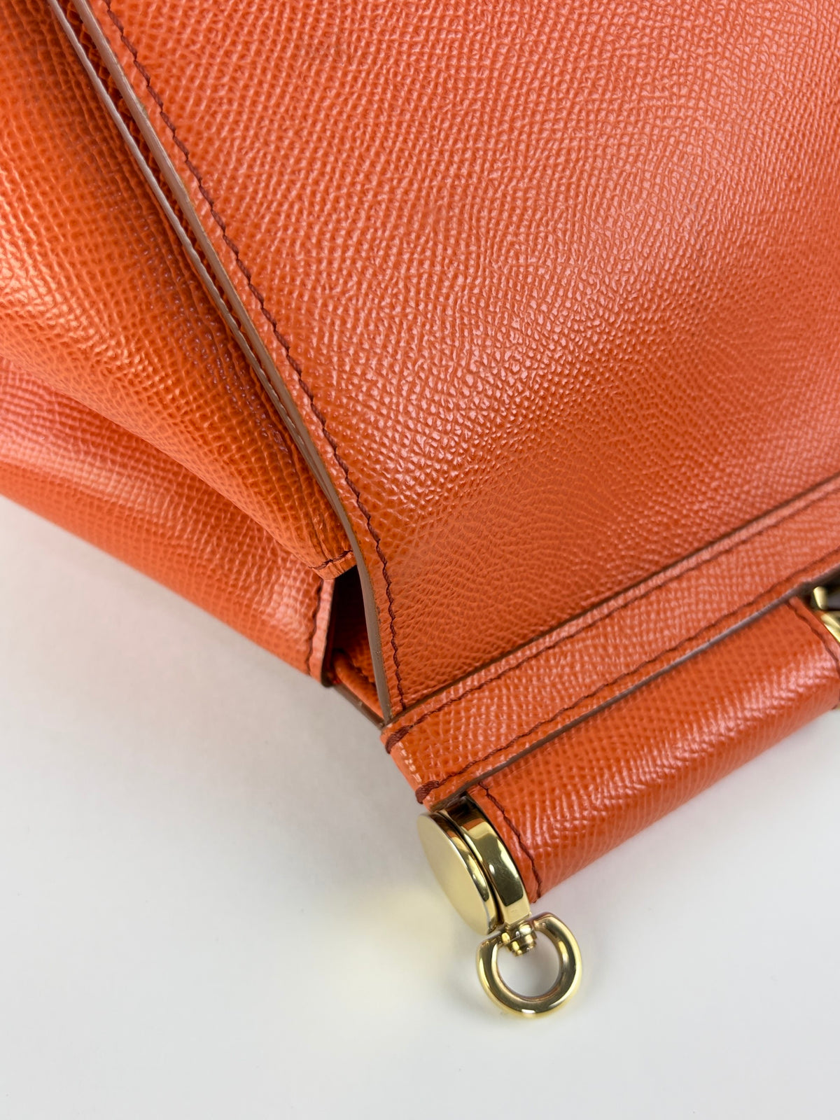 Dolce & Gabbana orange Dauphine calfskin leather Sicily maxi