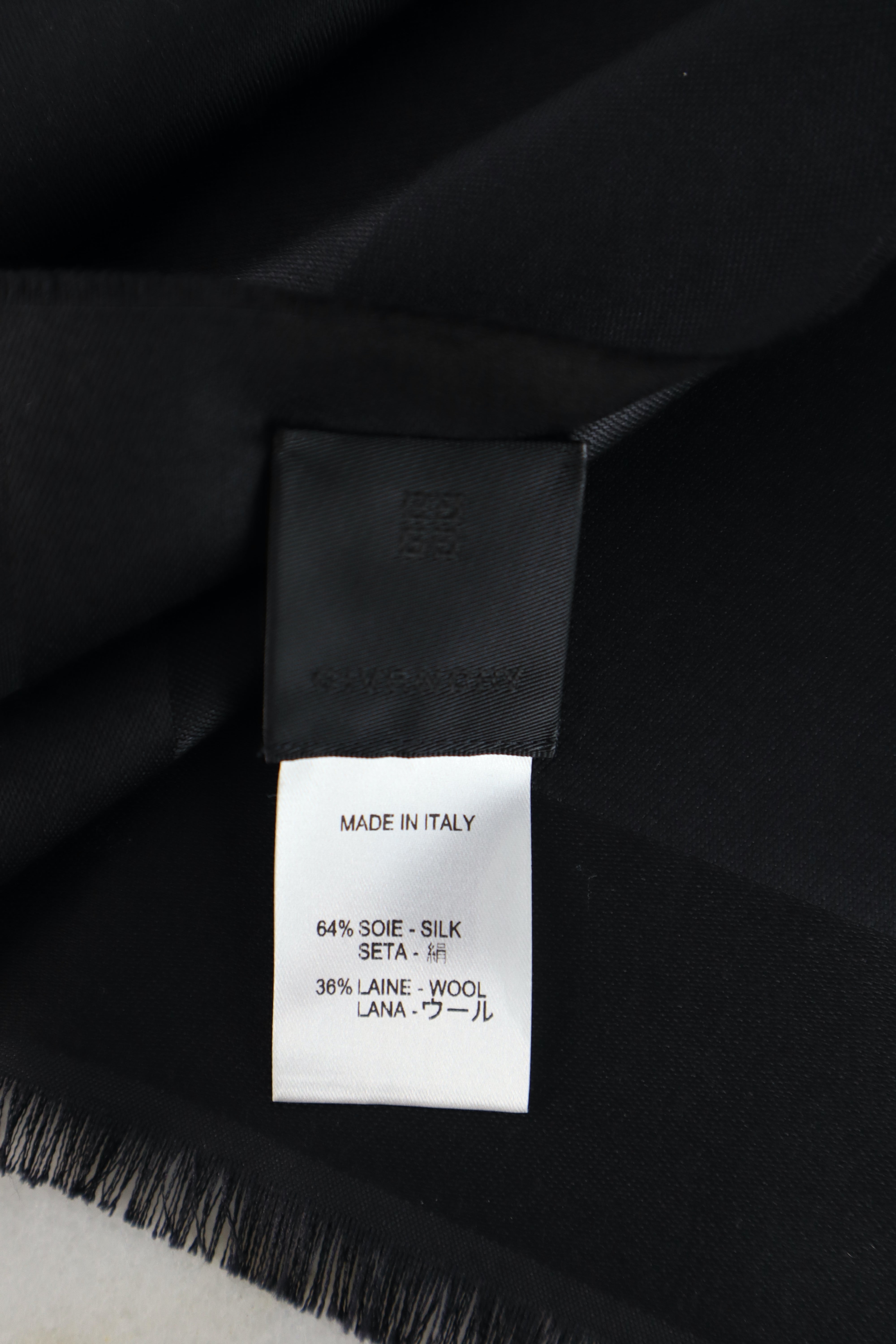 Givenchy Black Logo Print Silk Wool Rectangle Scarf