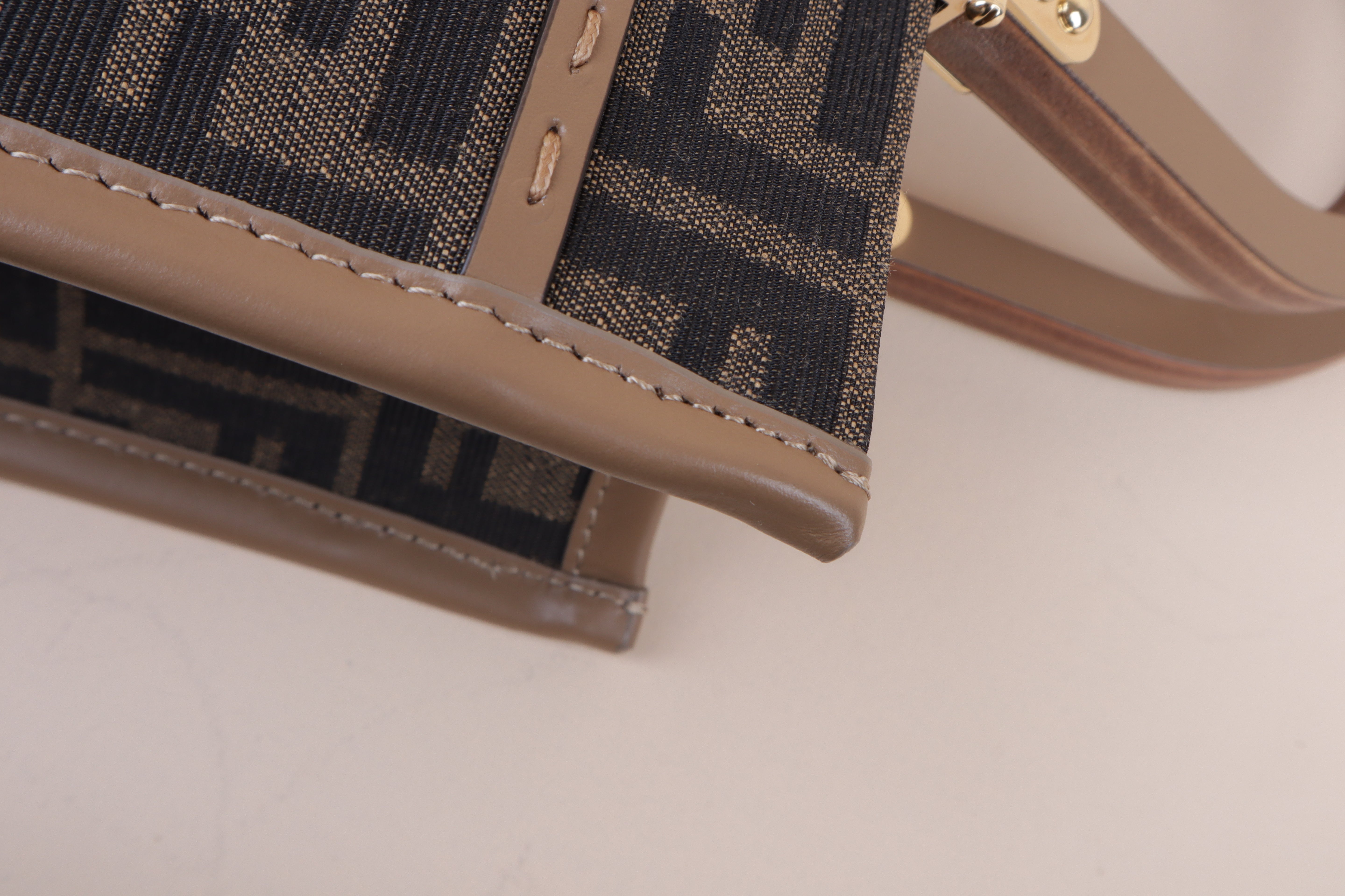 Fendi Brown FF Sunshine Small Tote Bag with Strap
