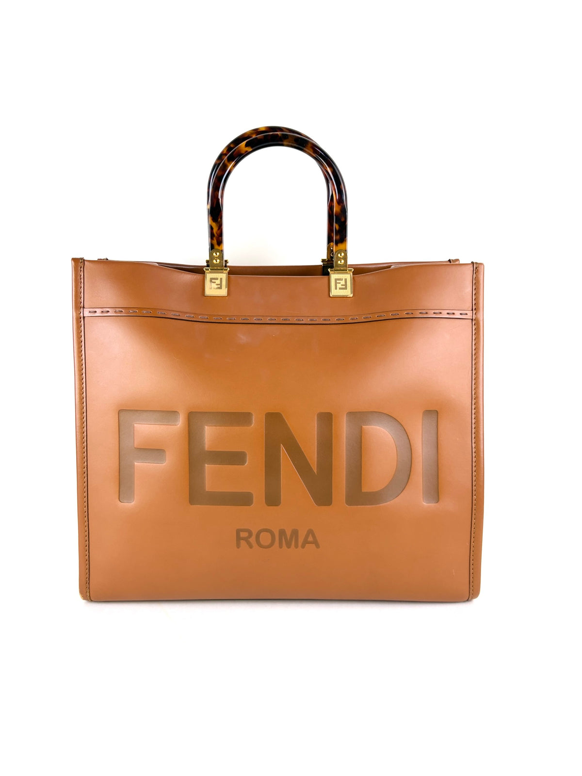 Fendi sunshine medium vitello king plexiglass shopper tote bag