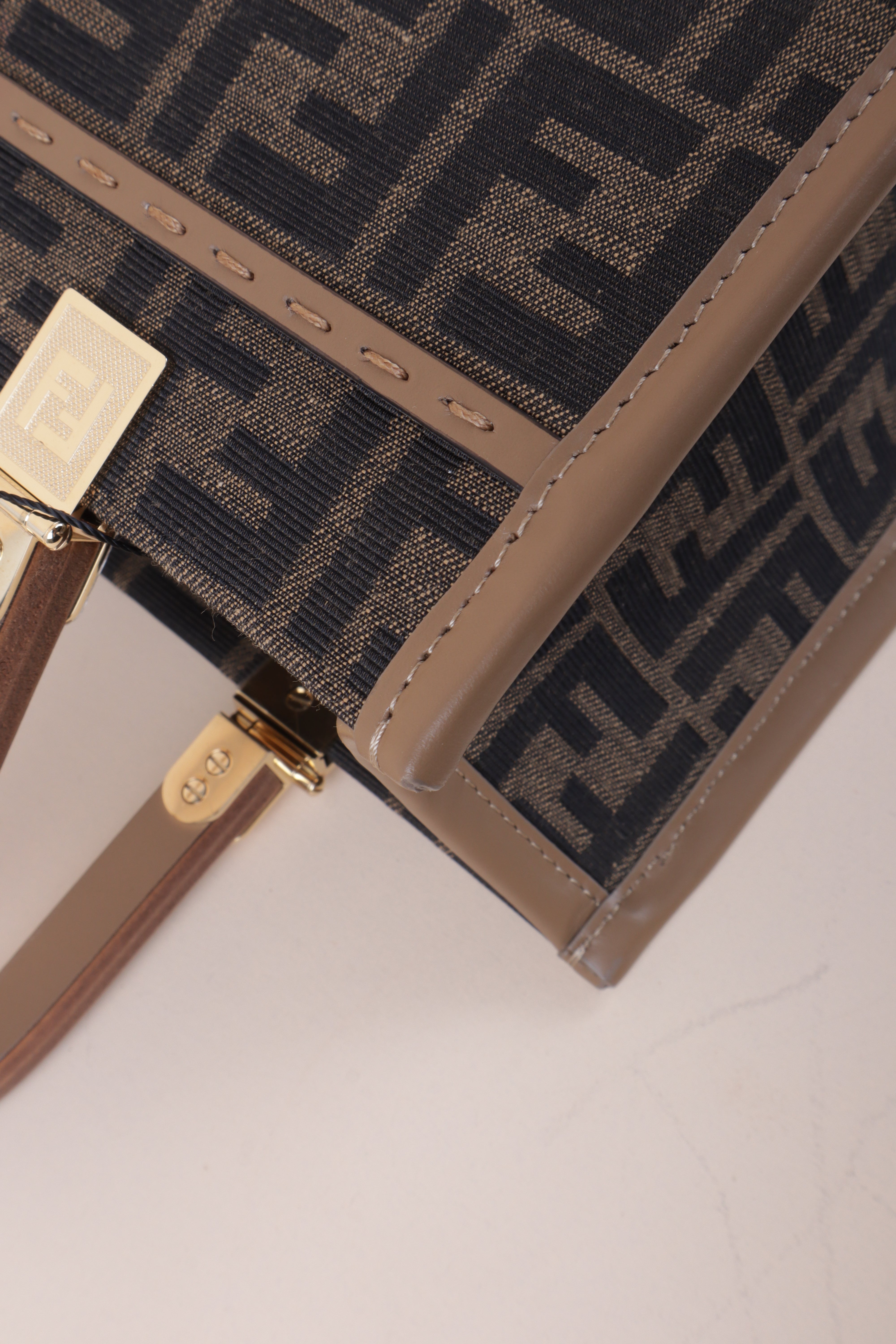 Fendi Brown FF Sunshine Small Tote Bag with Strap