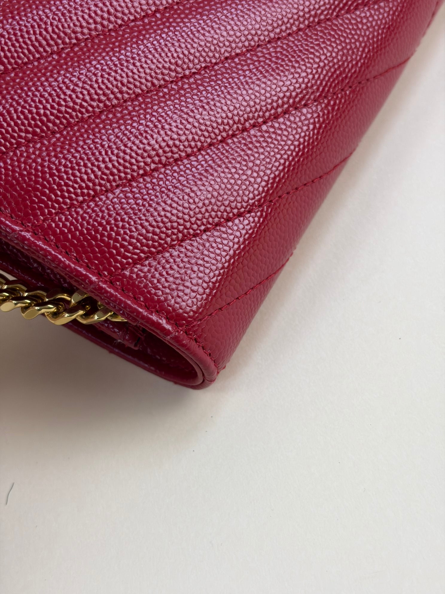 YSL Red Cassandre Wallet On Chain