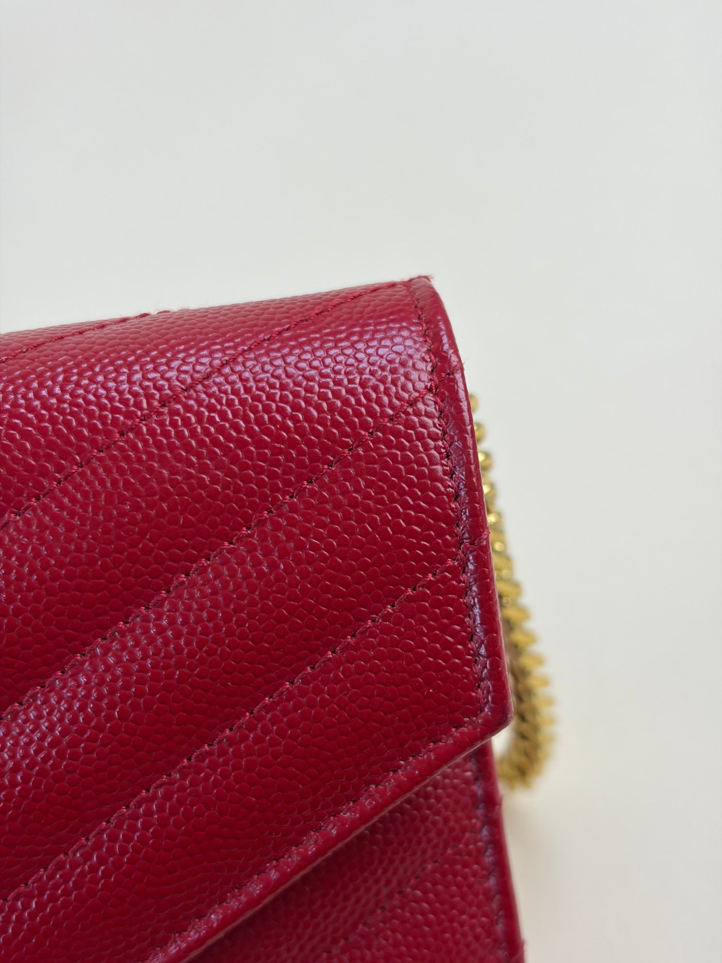 YSL Red Cassandre Wallet On Chain