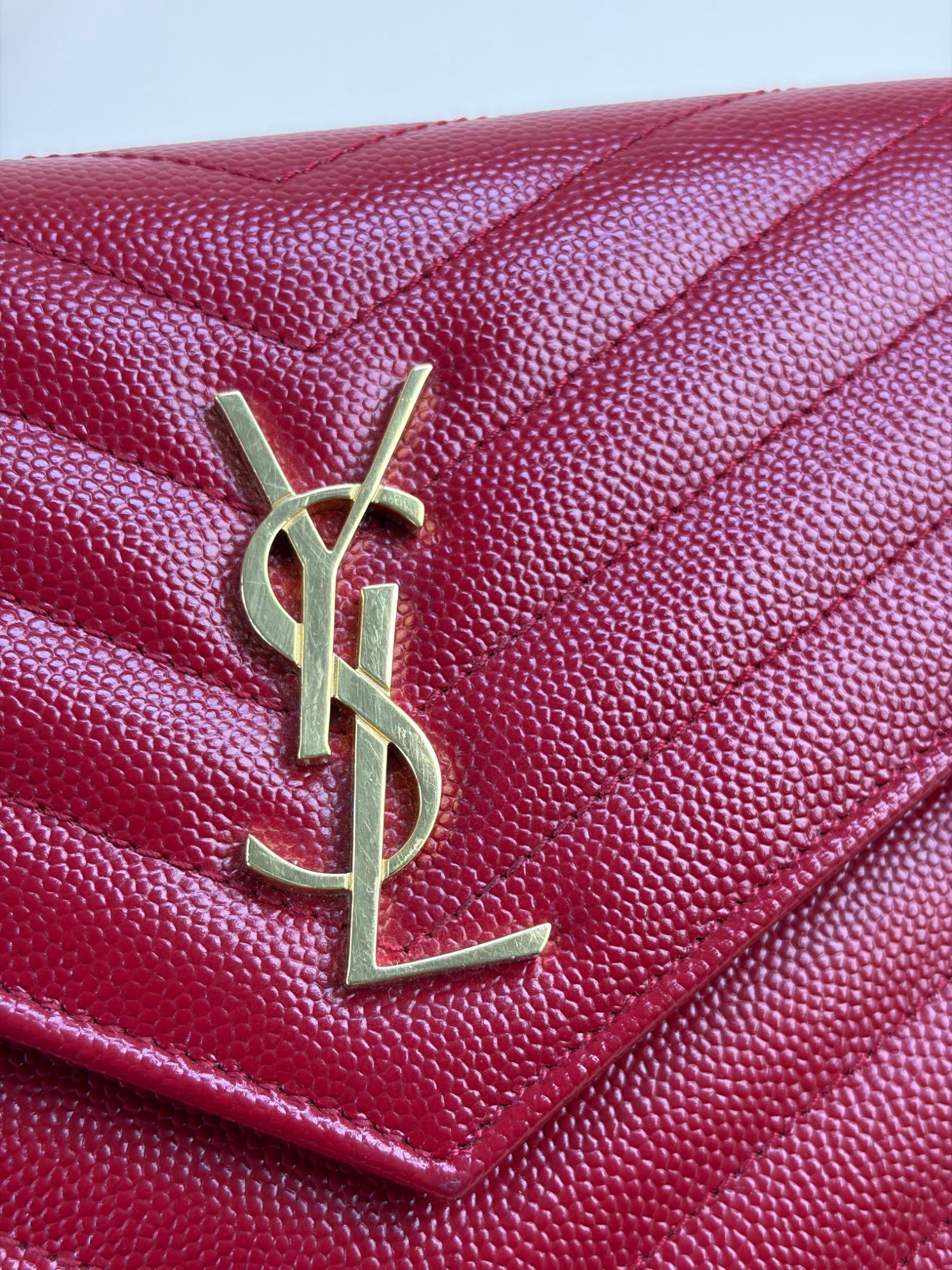YSL Red Cassandre Wallet On Chain