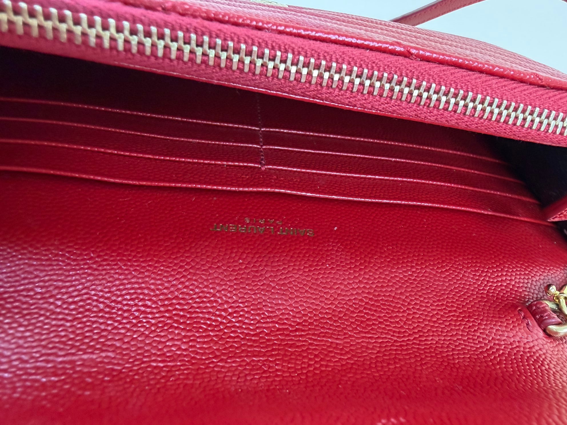 YSL Red Cassandre Wallet On Chain