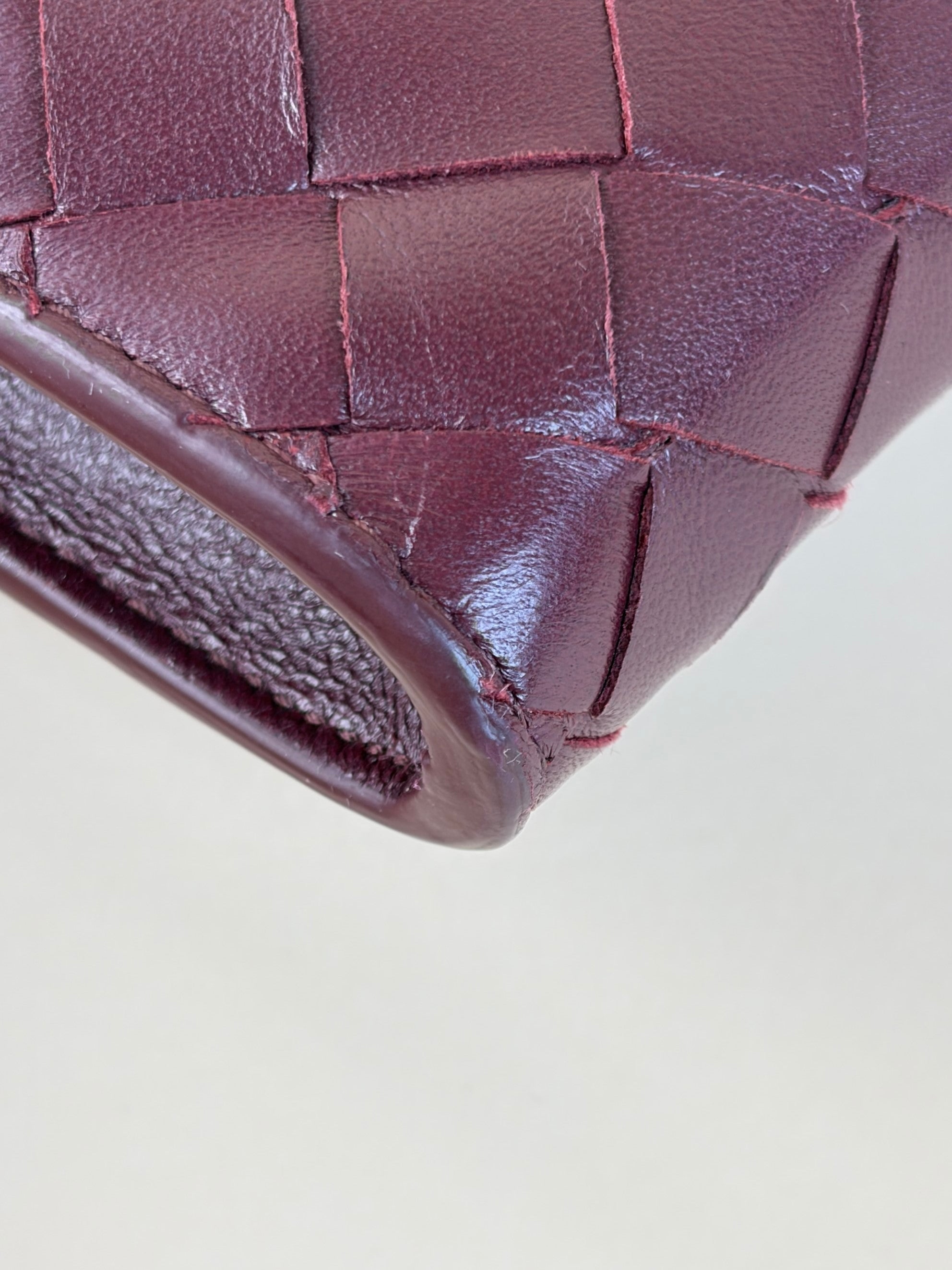 Bottega Veneta burgundy Andiamo clutch