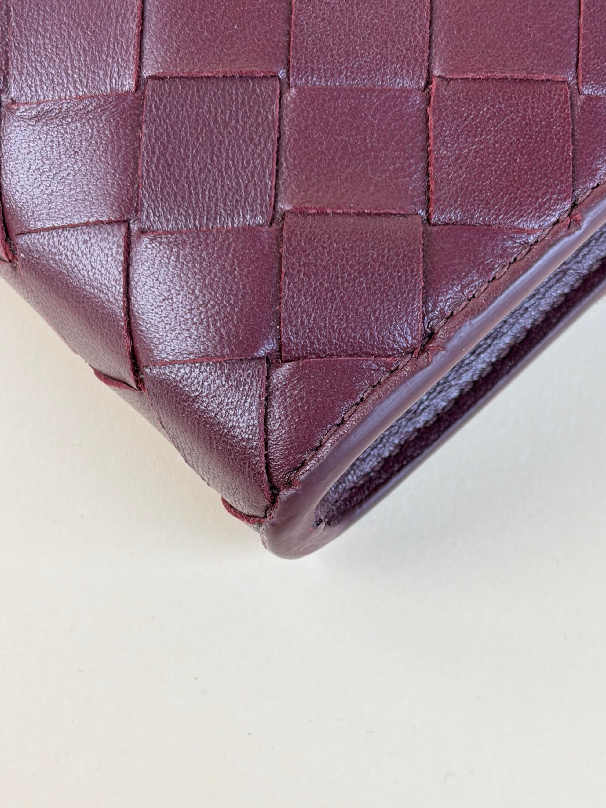 Bottega Veneta burgundy Andiamo clutch